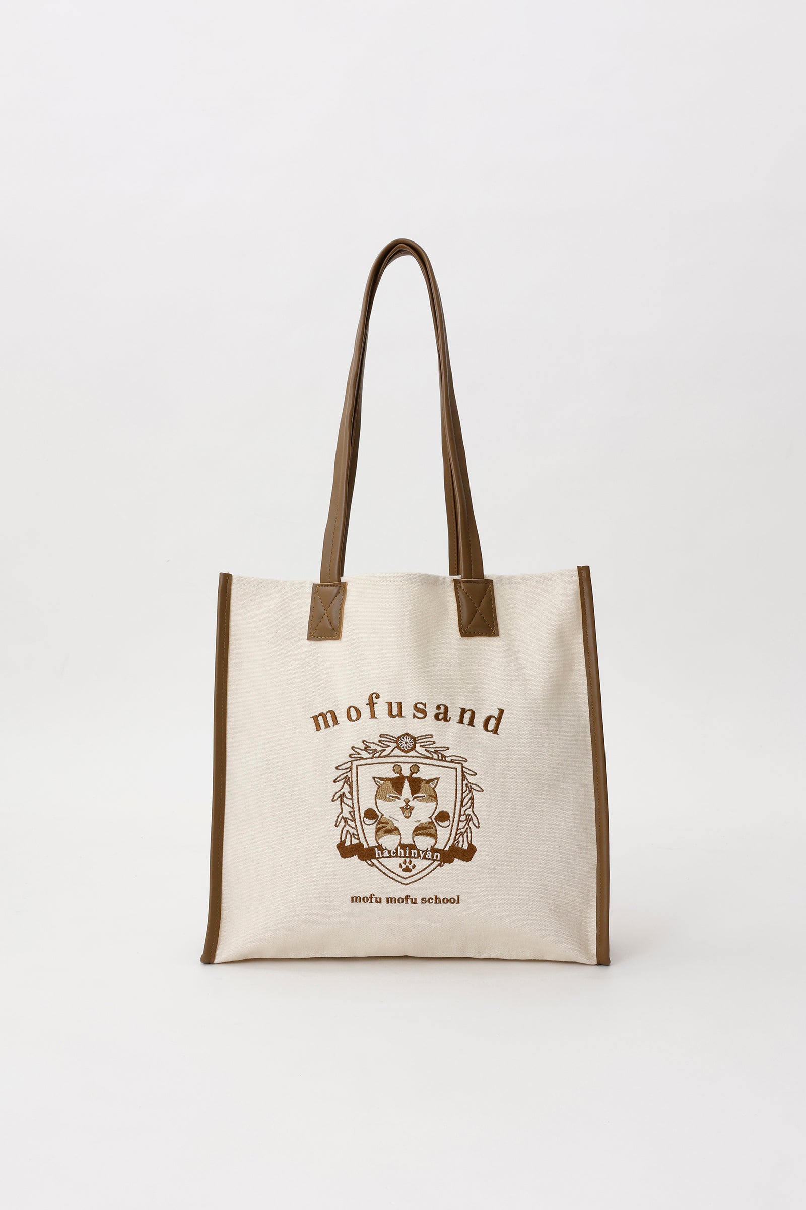 【2BUY10%OFF対象商品】mofusand トートバッグ カレッジ風はちにゃん サンドベージュ