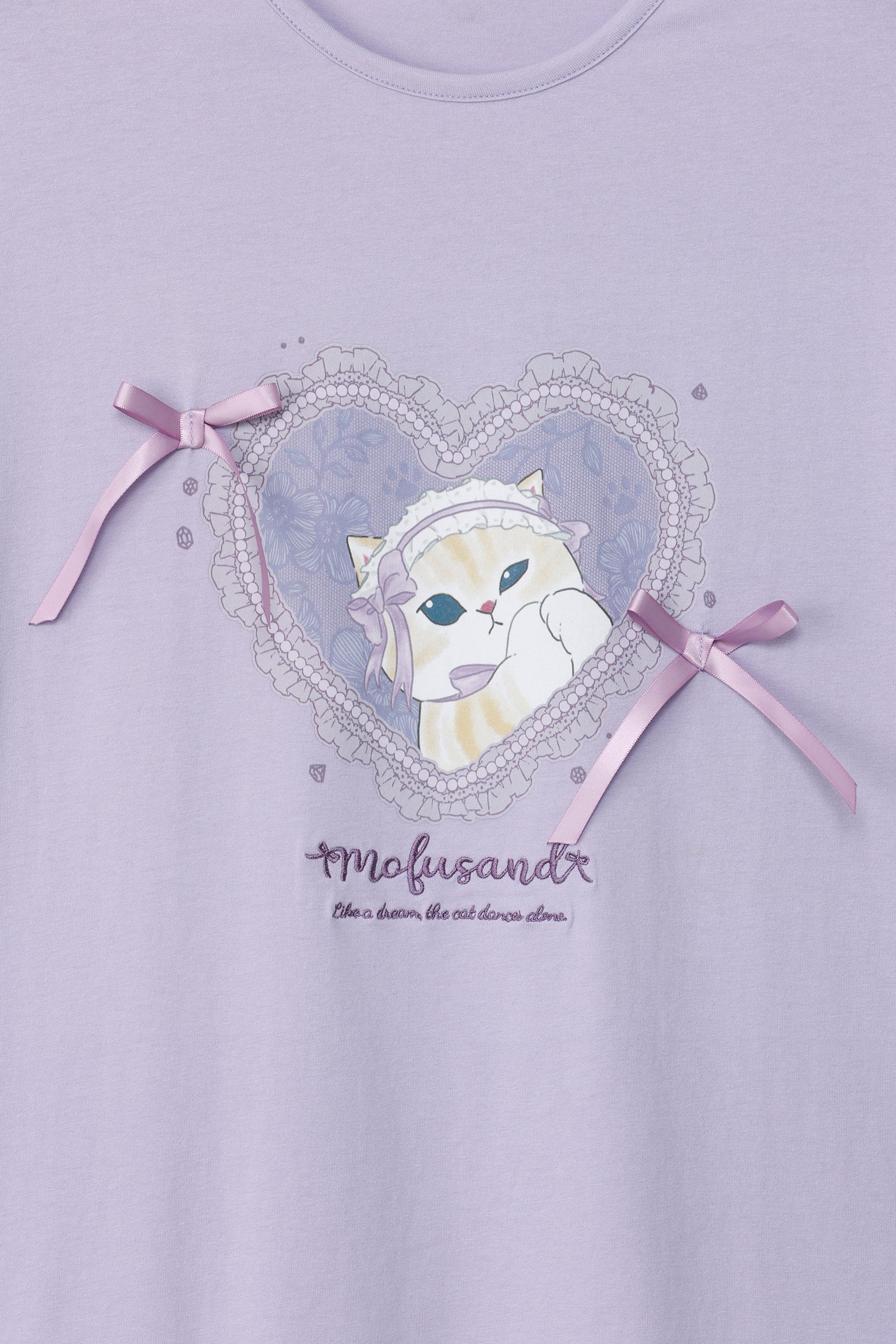 【2BUY10%OFF対象商品】mofusand バレエコア Tシャツ ラベりぼにゃん パープル