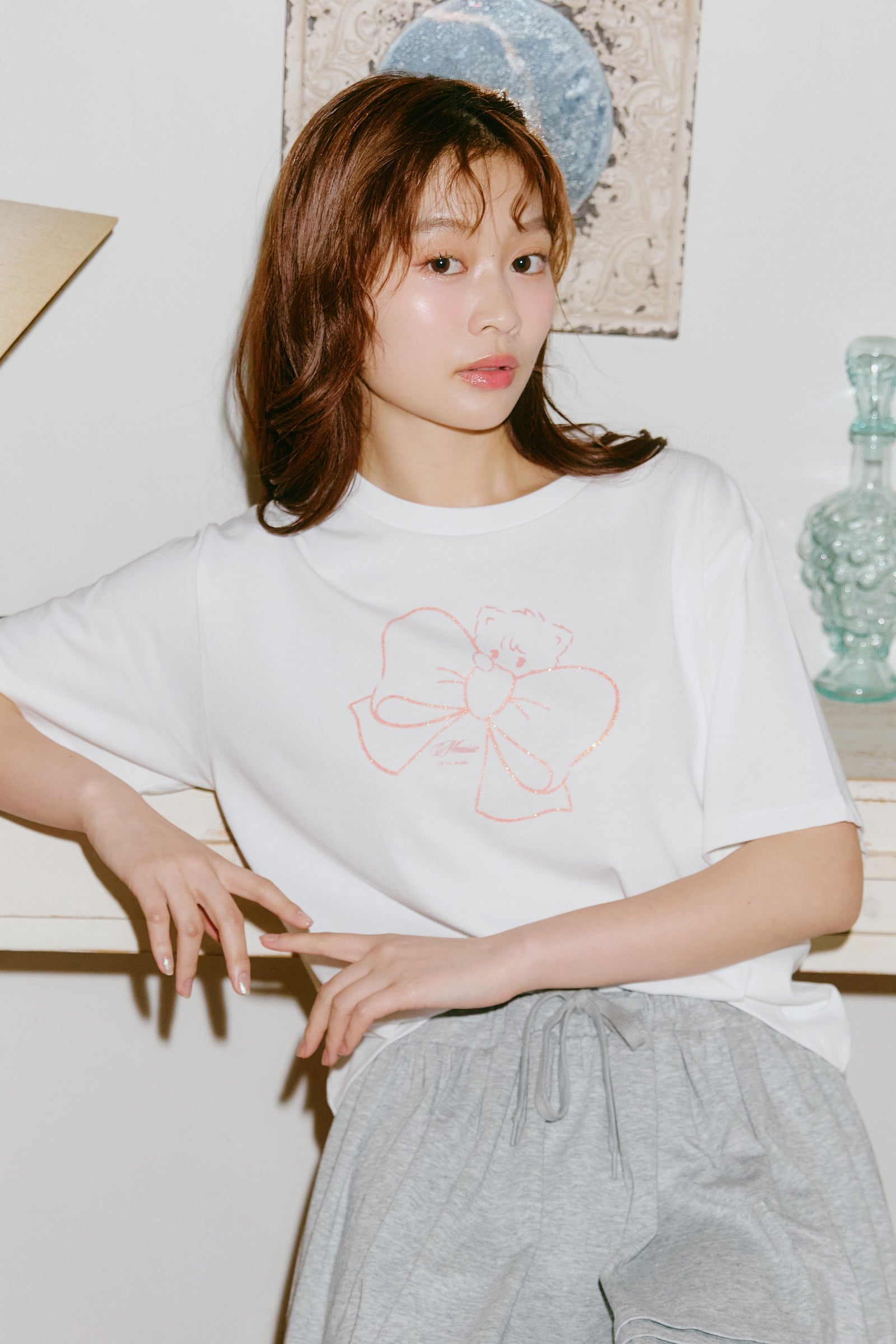 Lil ala mode Tシャツ RIBBON MOUSSE ホワイト