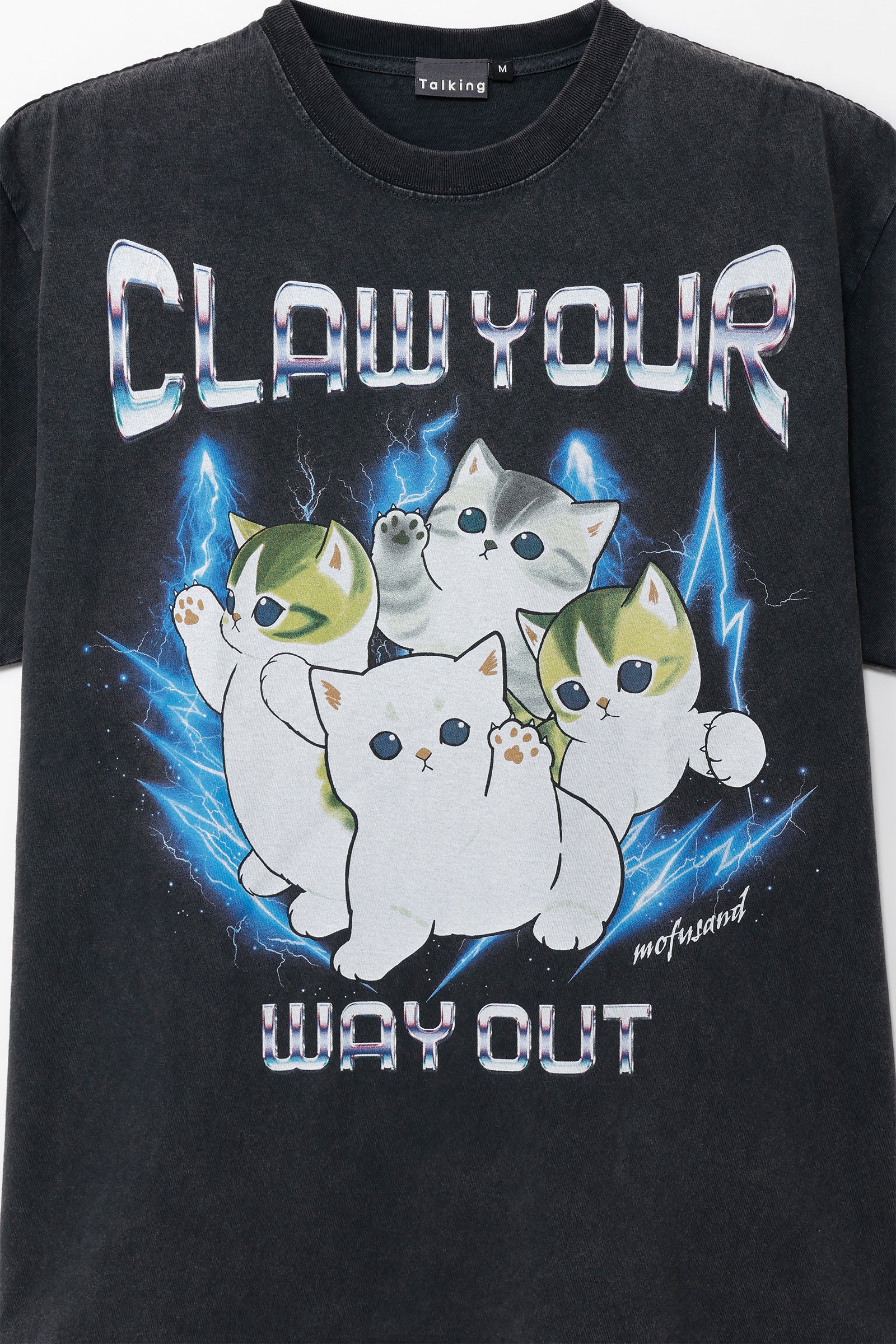 【7月中旬以降お届け】mofusand Tシャツ CLAW YOUR WAY OUT スミ