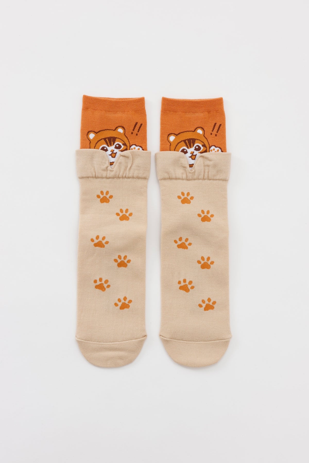 mofusand レイヤード風ソックス くまにゃん オレンジ 22-24cm