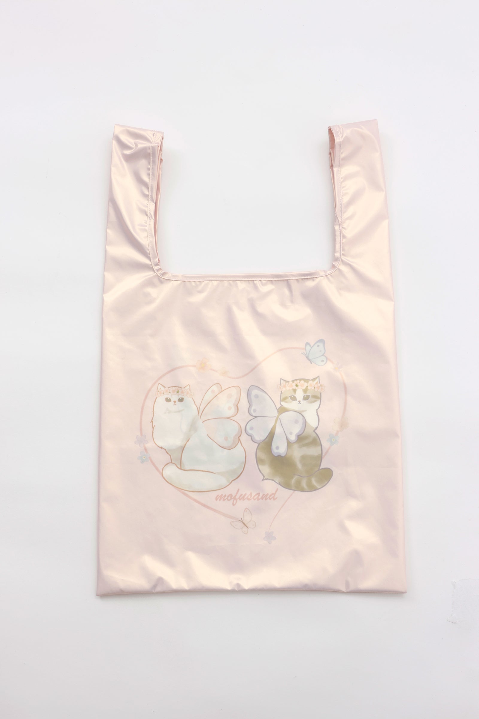 mofusand ポーチ付きオーロラバッグ ちょうちょにゃん なかよしはねにゃん ピンク