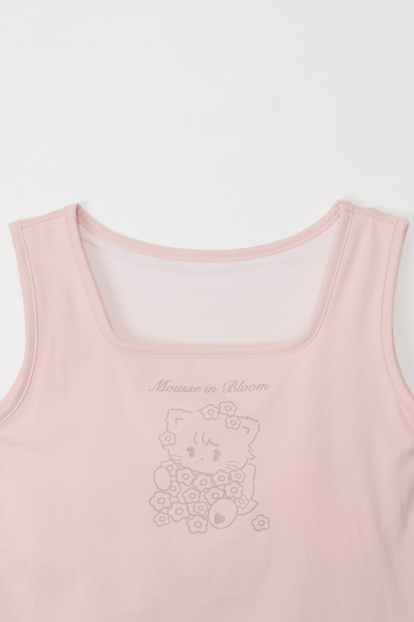 Lil ala mode カップ付きタンクトップ Bloom ムース ピンク