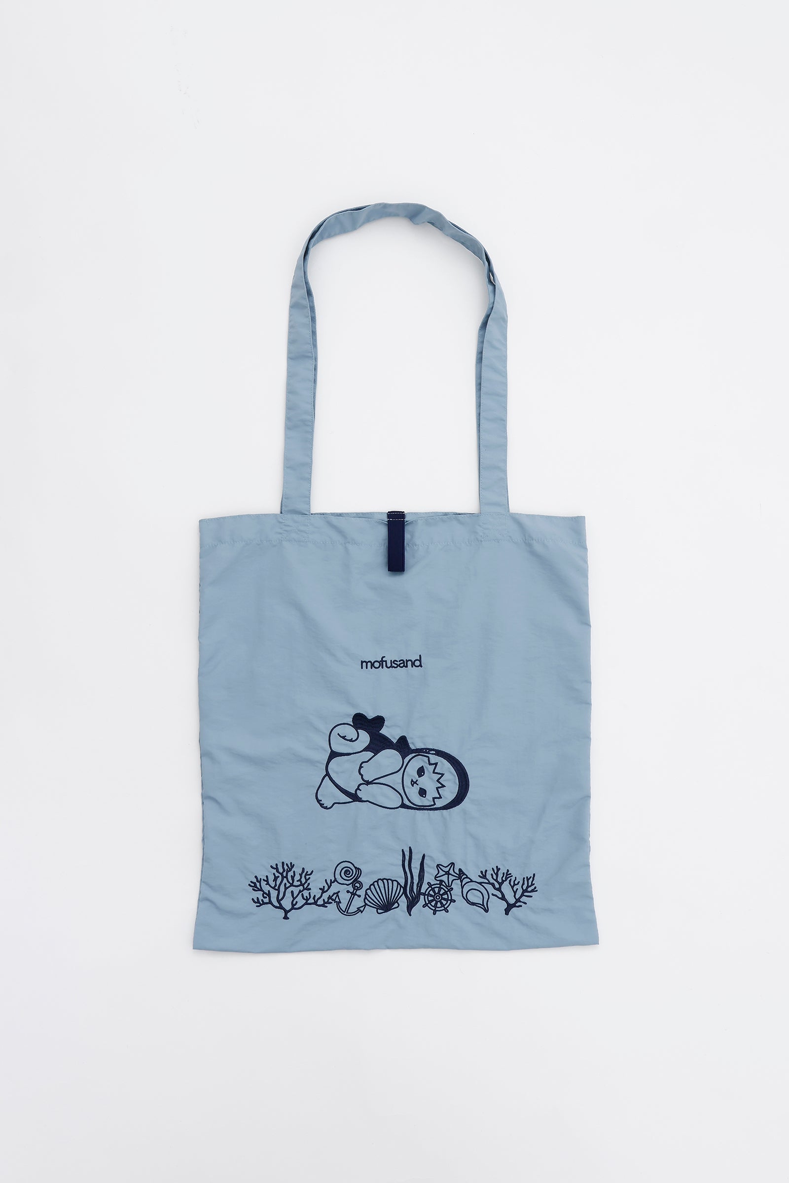 mofusand 刺繍トートバッグ サメにゃん ブルー