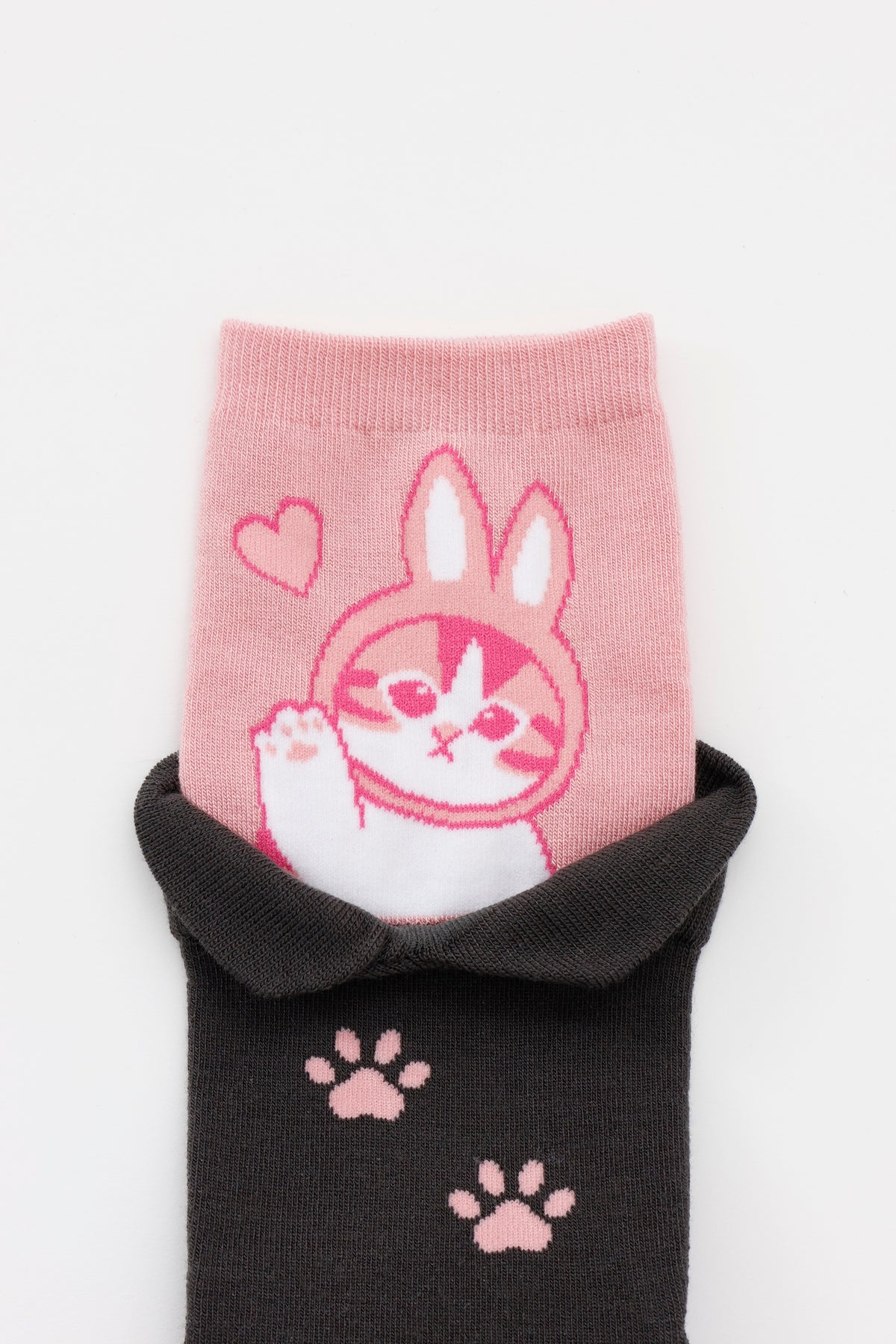 mofusand レイヤード風ソックス うさにゃん ピンク 22-24cm