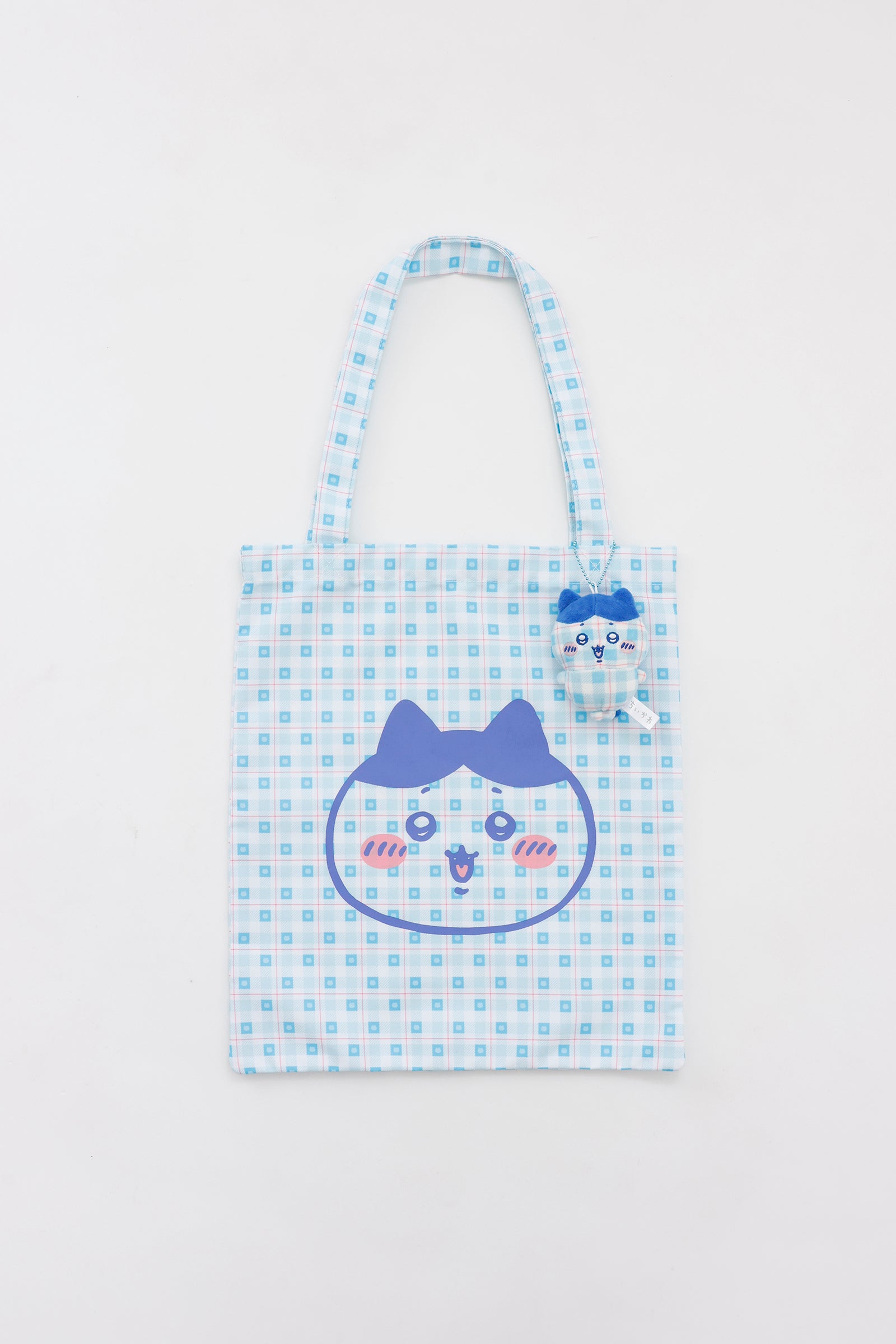 ちいかわ チェックシリーズ トートバッグ（チャーム付き） ハチワレ ブルー