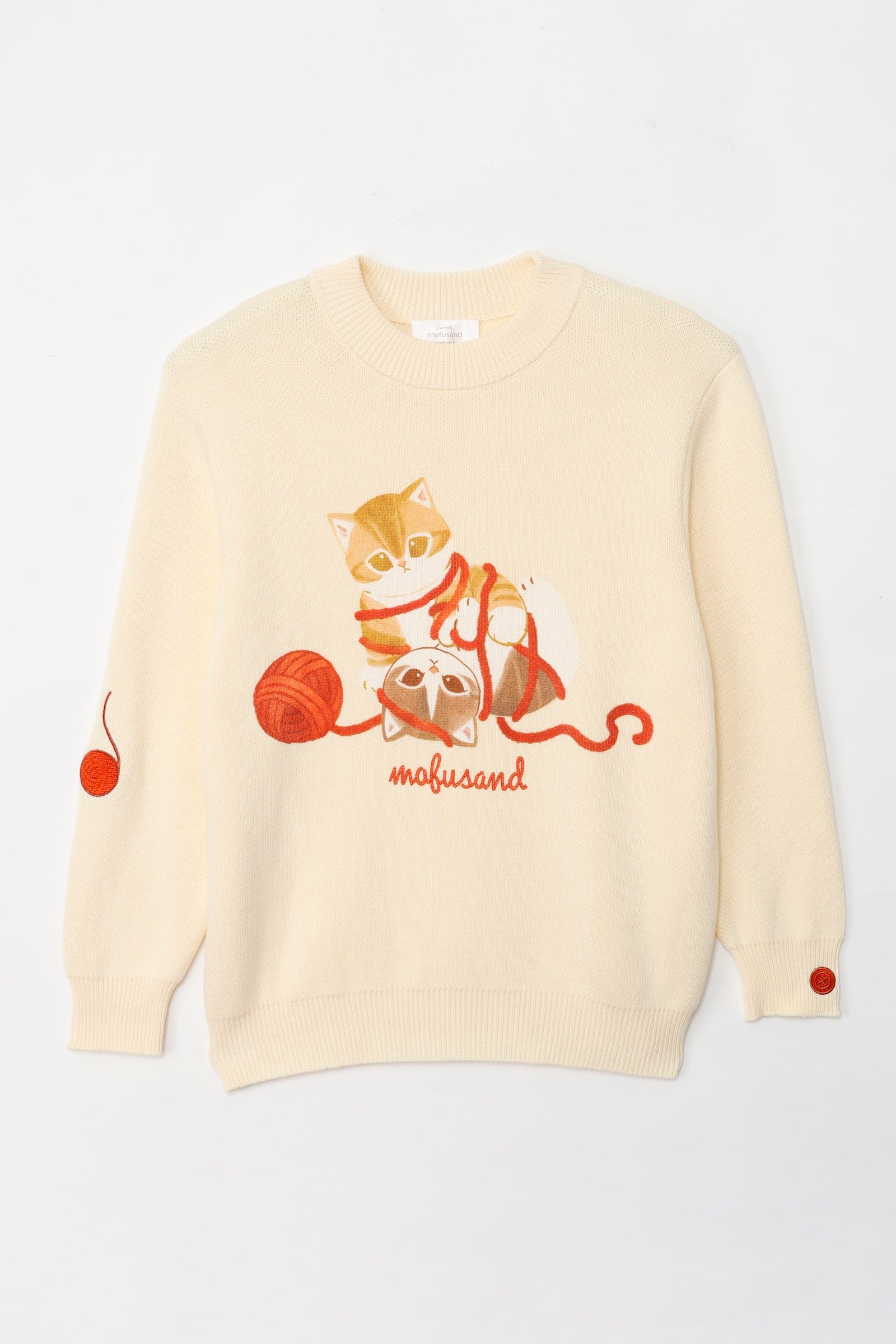 【2BUY10%OFF対象商品】mofusand セーター 毛糸玉 にゃいすコンビ ナチュラル
