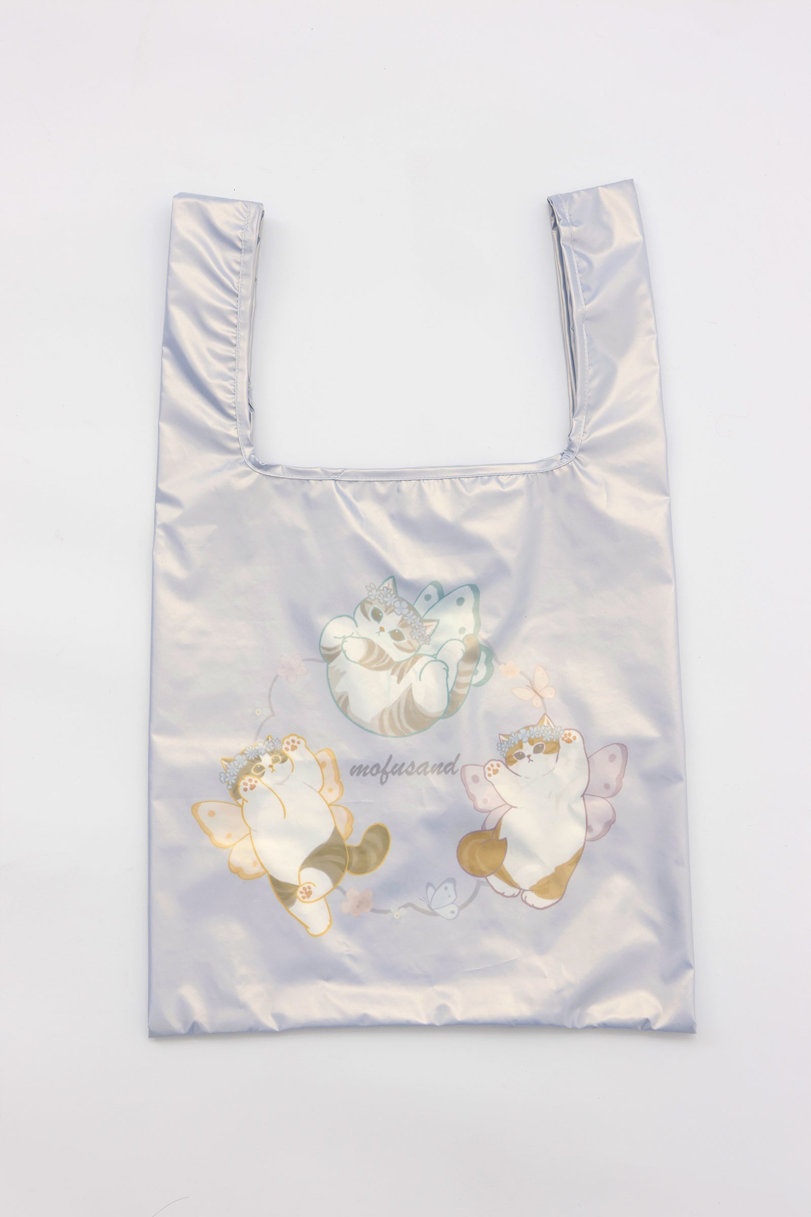 mofusand ポーチ付きオーロラバッグ ちょうちょにゃん いろはねにゃん ブルー