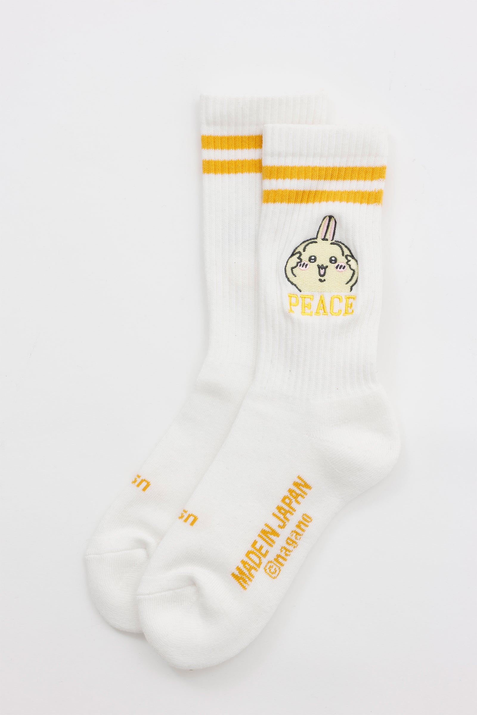 【2BUY10%OFF対象商品】ちいかわ ソックス ピース うさぎ ホワイト 23-25cm