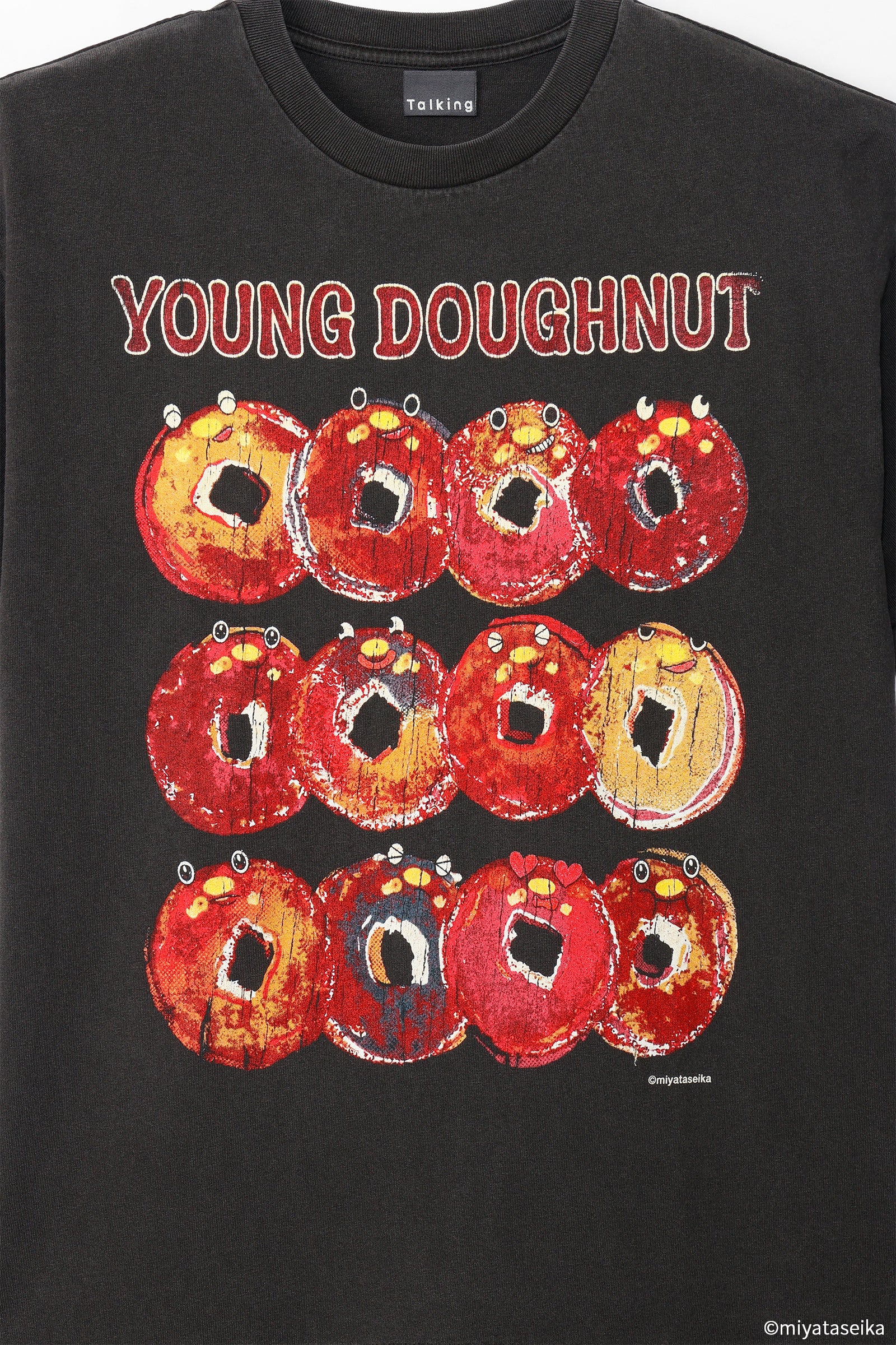 【7月中旬以降お届け】ヤングドーナツ Tシャツ 駄菓子ロック ブラック