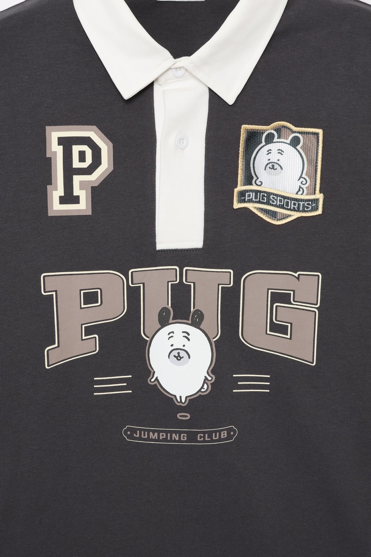 ナガノキャラクターズ ラガーシャツ PUG スミクロ