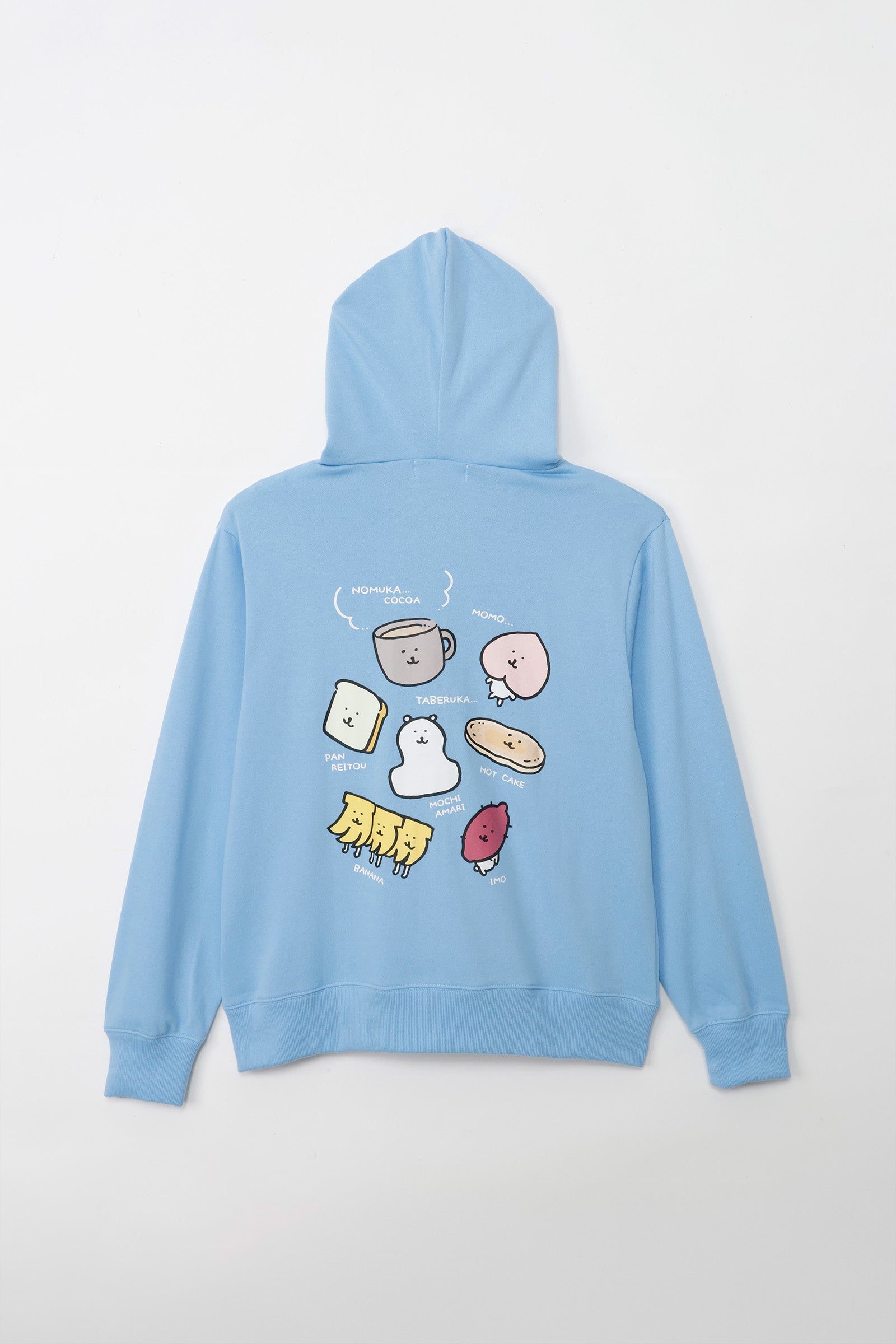 【2BUY10%OFF対象商品】ナガノキャラクターズ ZIPパーカー 食べるか サックス