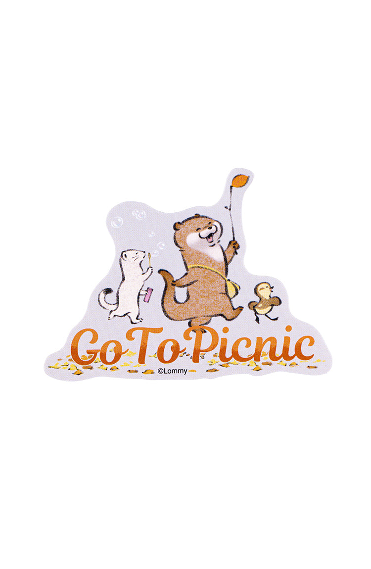 【2BUY10%OFF対象商品】可愛い嘘のカワウソ スマホに貼れるサイズのステッカー（ピクニック）