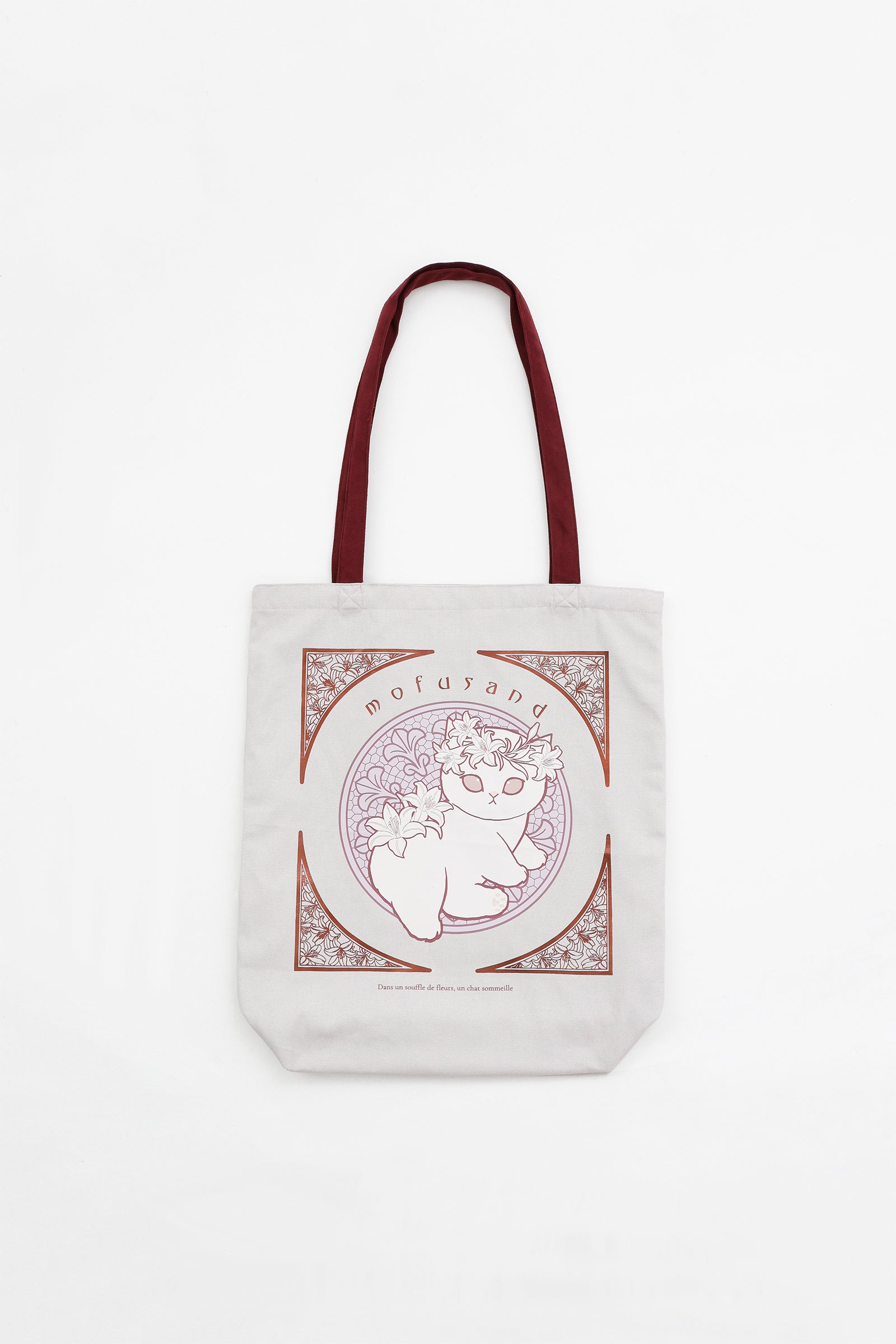 【2BUY10%OFF対象商品】mofusand   トートバッグ アールヌーヴォー風 リリー ダスティピンク