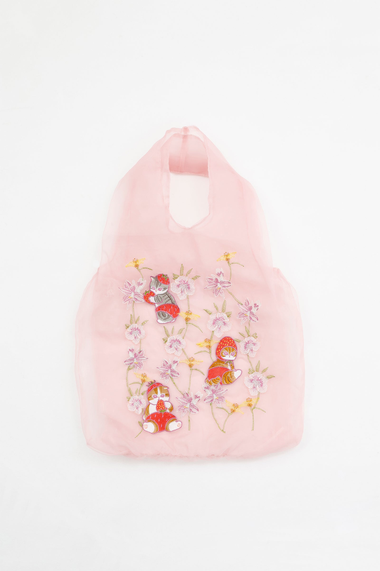 【2BUY10%OFF対象商品】mofusand×日比谷花壇 チュールバッグ コイブルーム ピンク