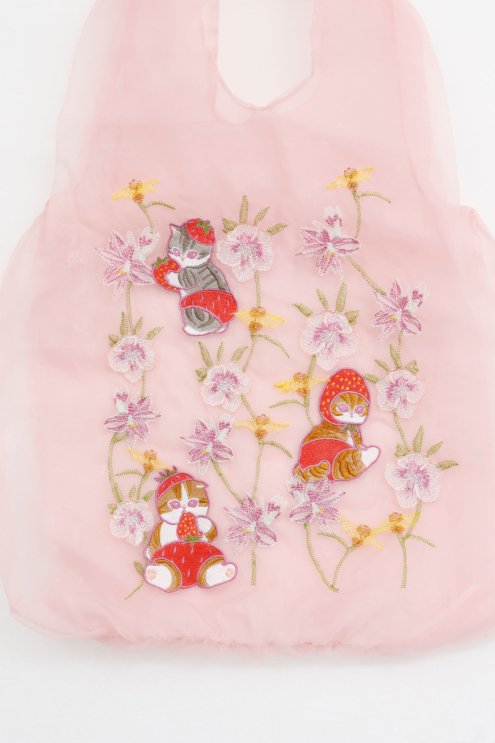 mofusand×日比谷花壇 チュールバッグ コイブルーム ピンク