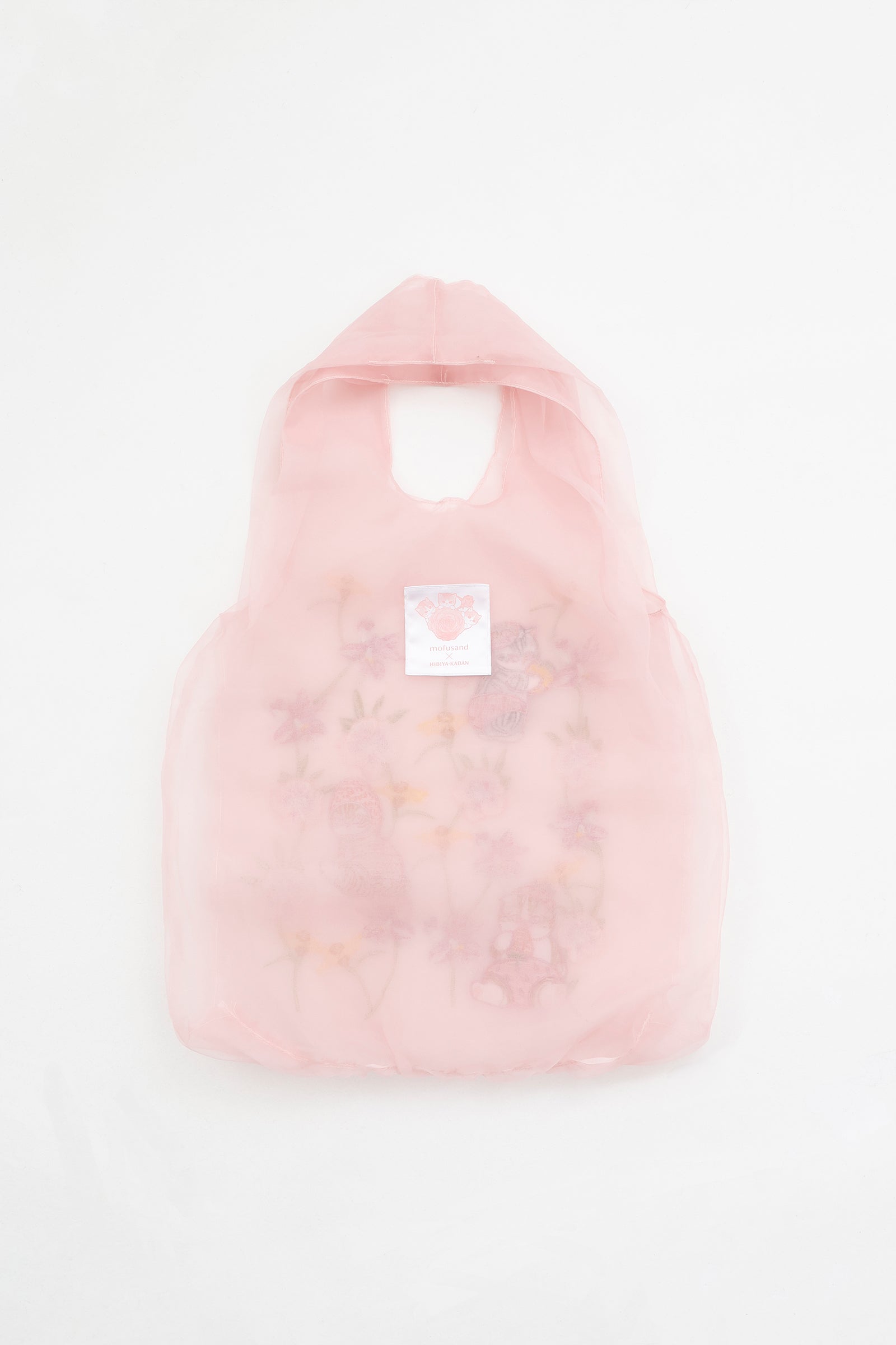 【2BUY10%OFF対象商品】mofusand×日比谷花壇 チュールバッグ コイブルーム ピンク