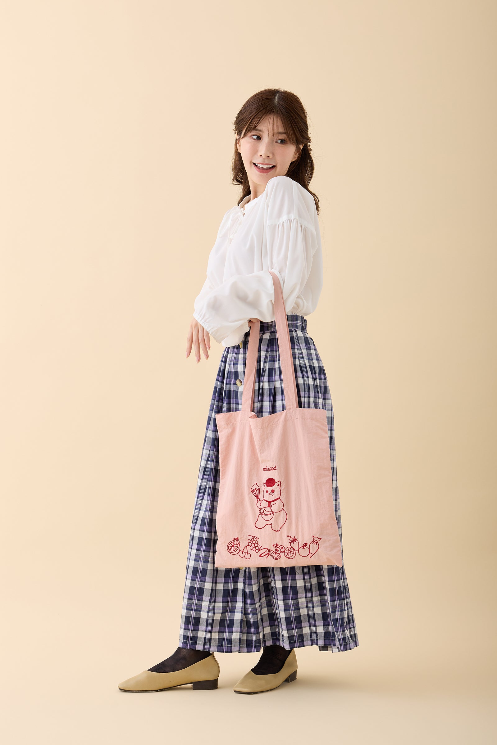 n*゜様 うさ耳猫ちゃん＊ふわふわピンク＊ポーチ付き＊トートバッグ