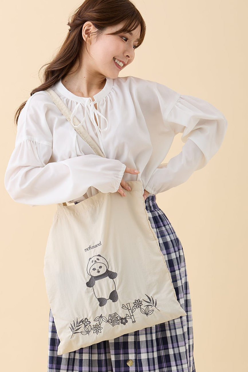 mofusand 刺繍トートバッグ パンダにゃん ホワイト