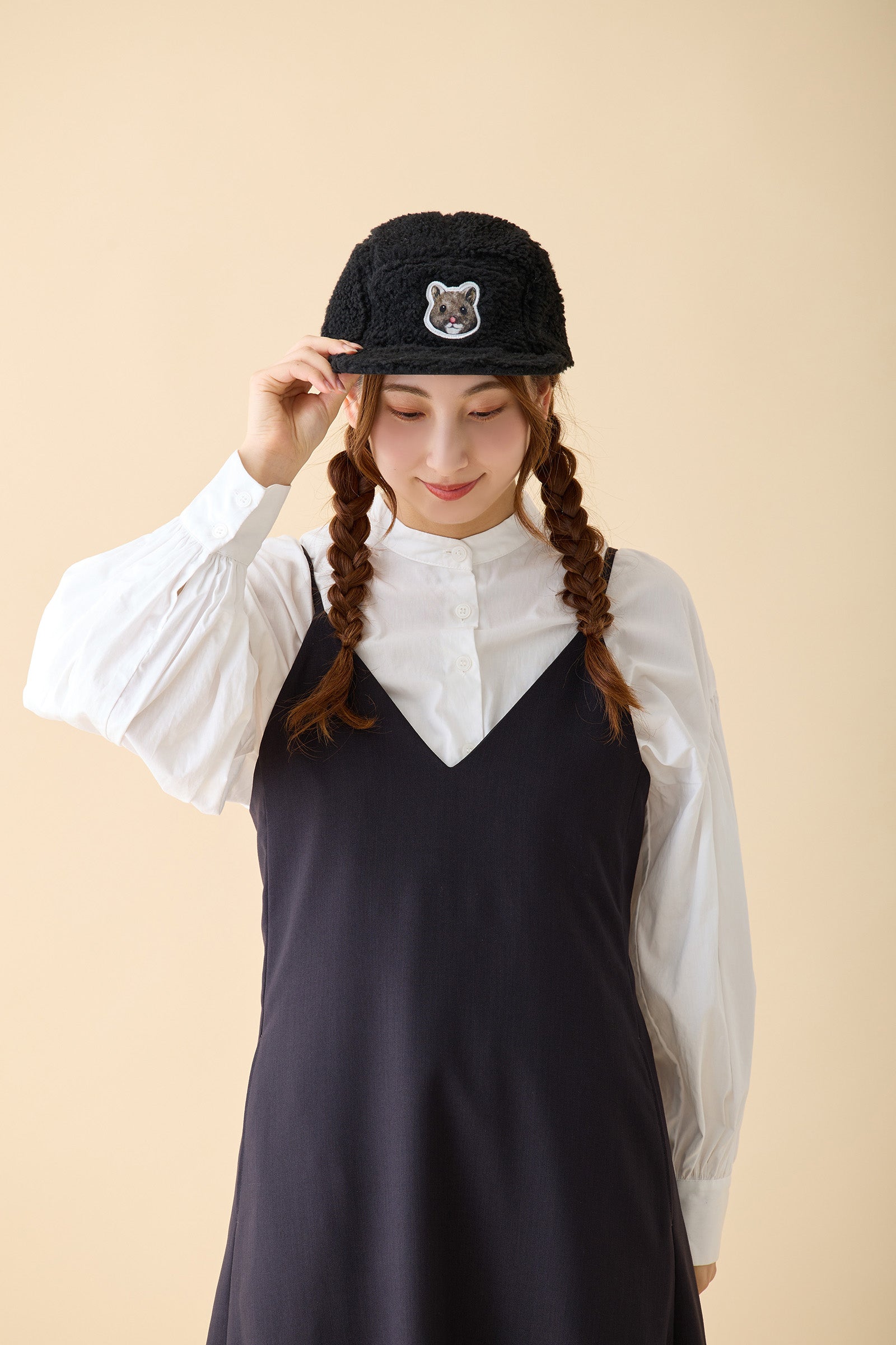 助六の日常 もこもこCAP くろがね ブラック