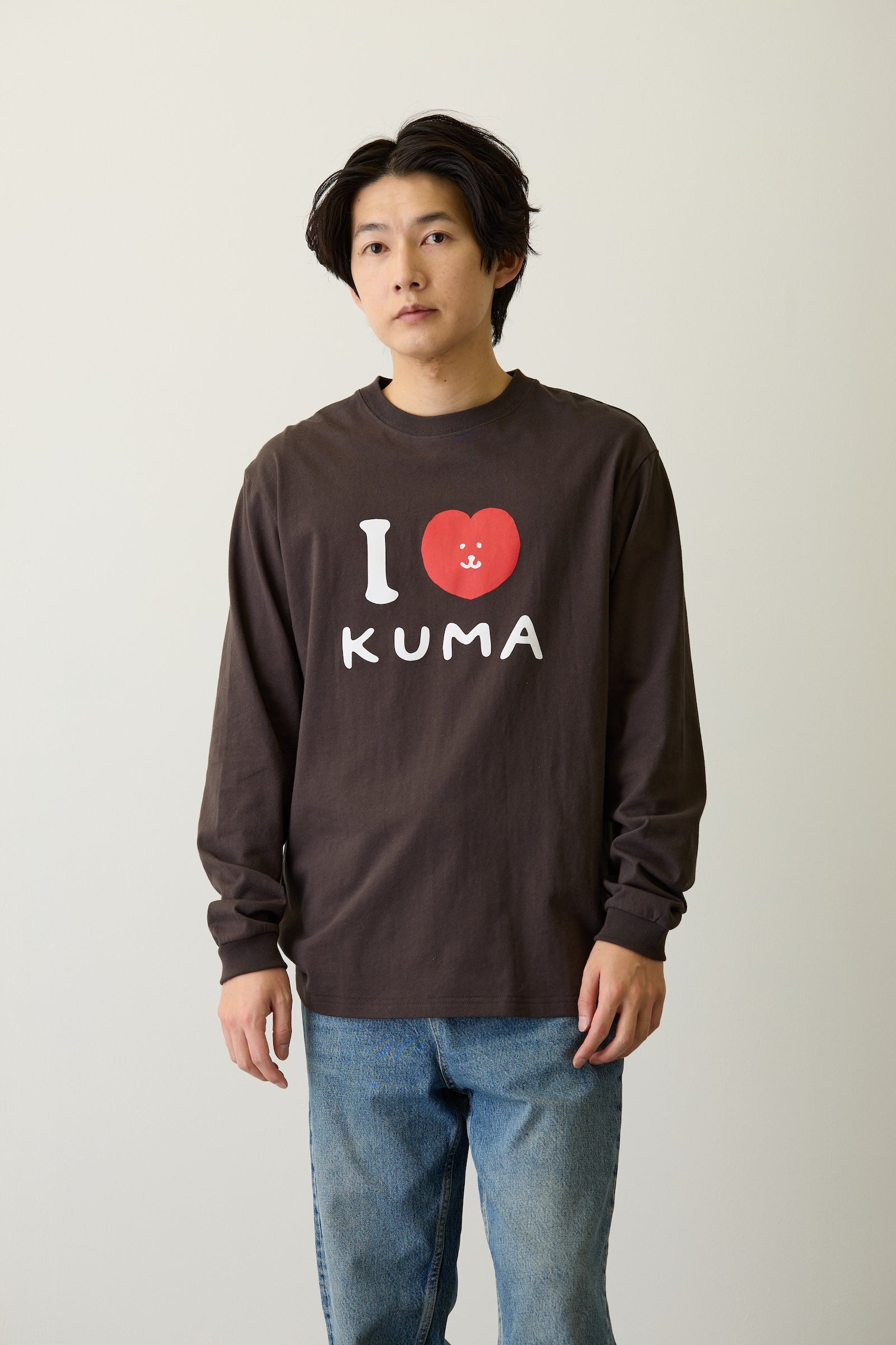 ナガノキャラクターズ 長袖Ｔシャツ I LOVE KUMA スミ