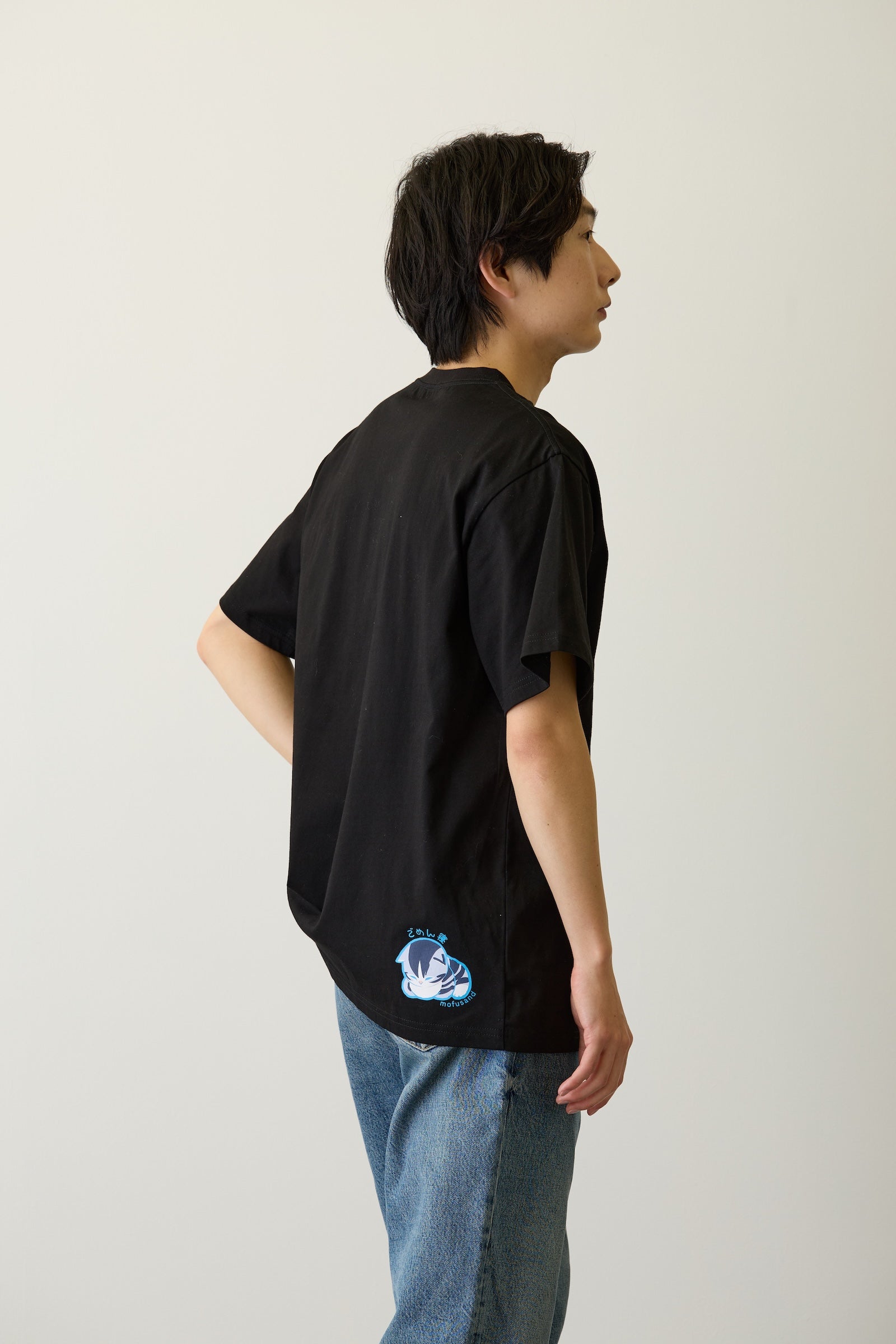 mofusand Tシャツ なにもわるくにゃい トイレットペーパーだいすきにゃん ブラック