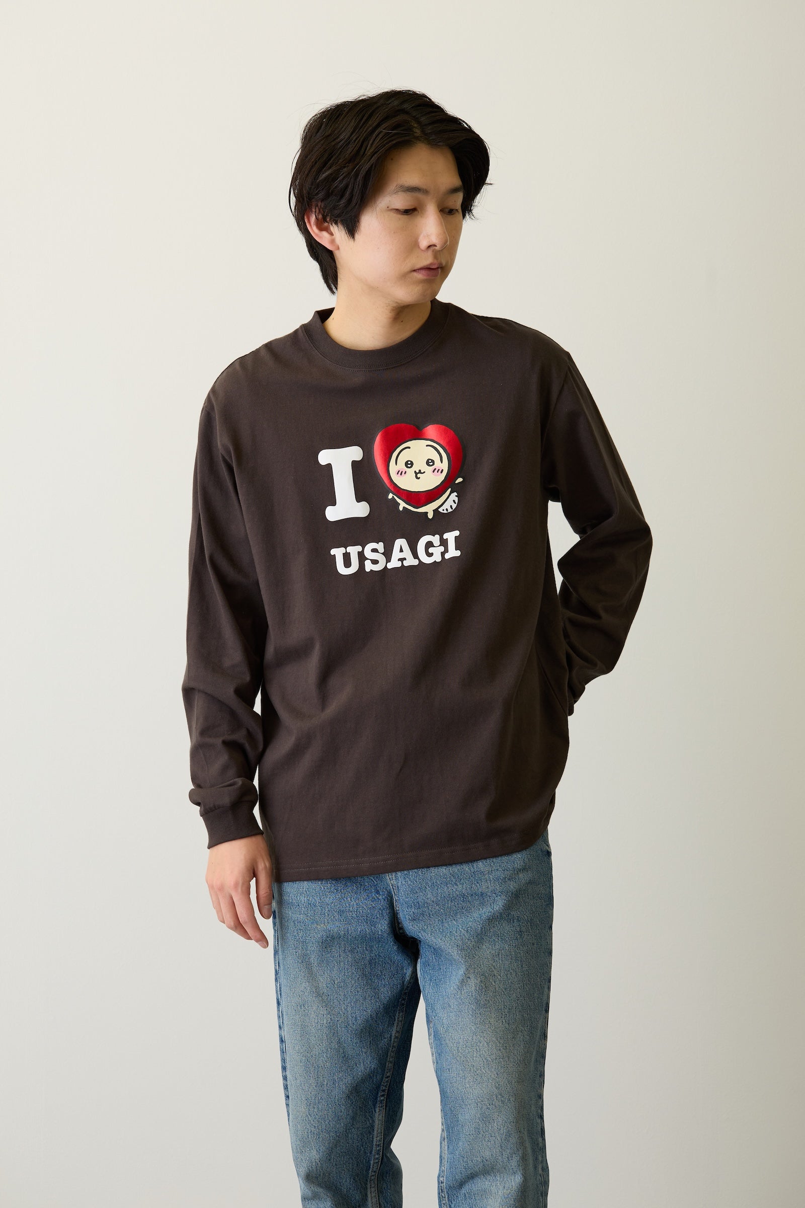 ちいかわ 長袖Tシャツ I LOVE USAGI スミ
