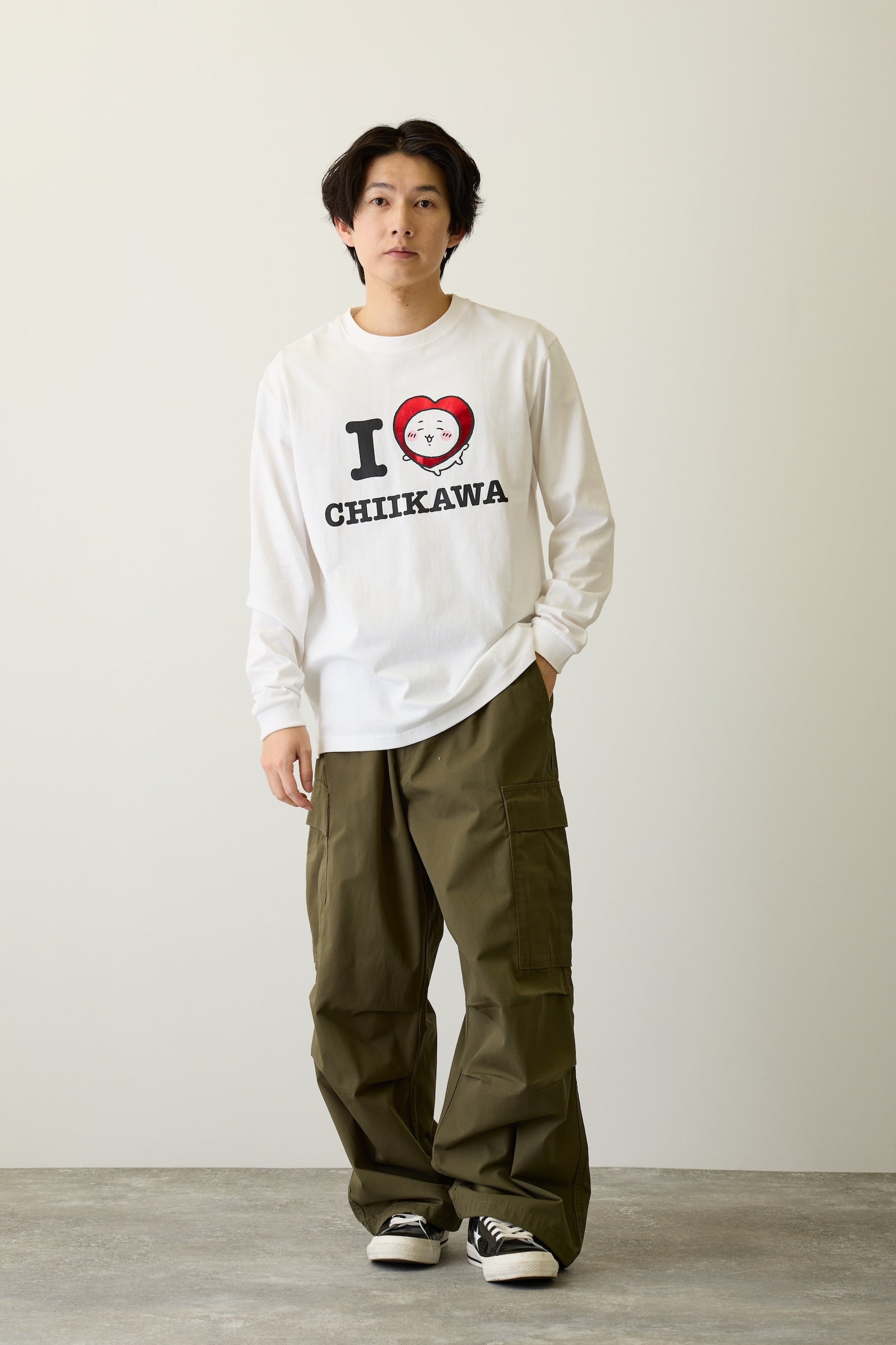 ちいかわ 長袖Ｔシャツ I LOVE CHIIKAWA ホワイト