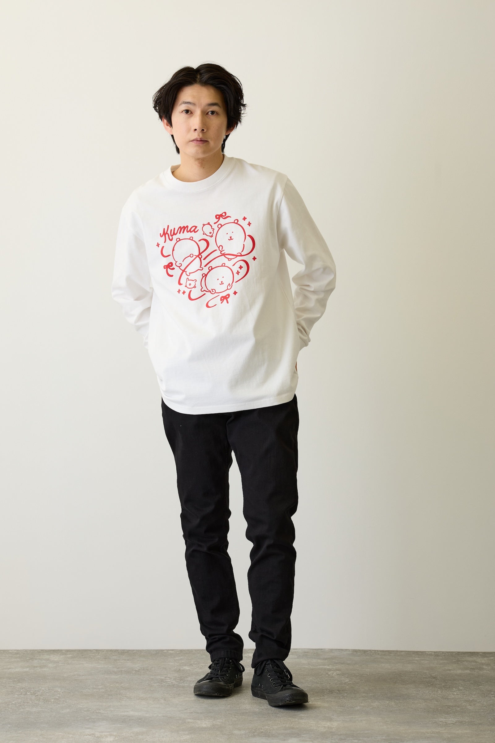 ナガノキャラクターズ 長袖Ｔシャツ リボン ホワイト