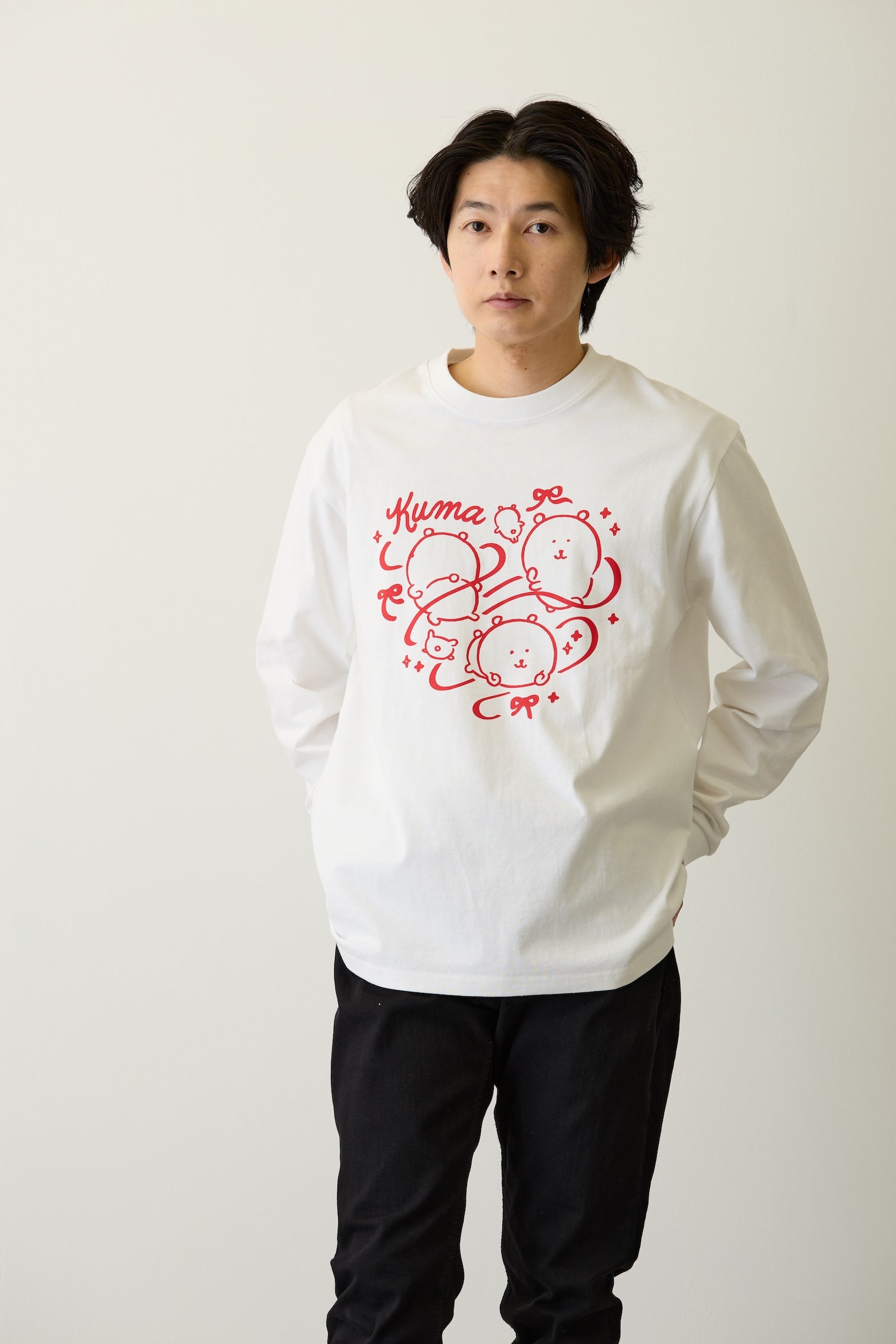 ナガノキャラクターズ 長袖Ｔシャツ リボン ホワイト