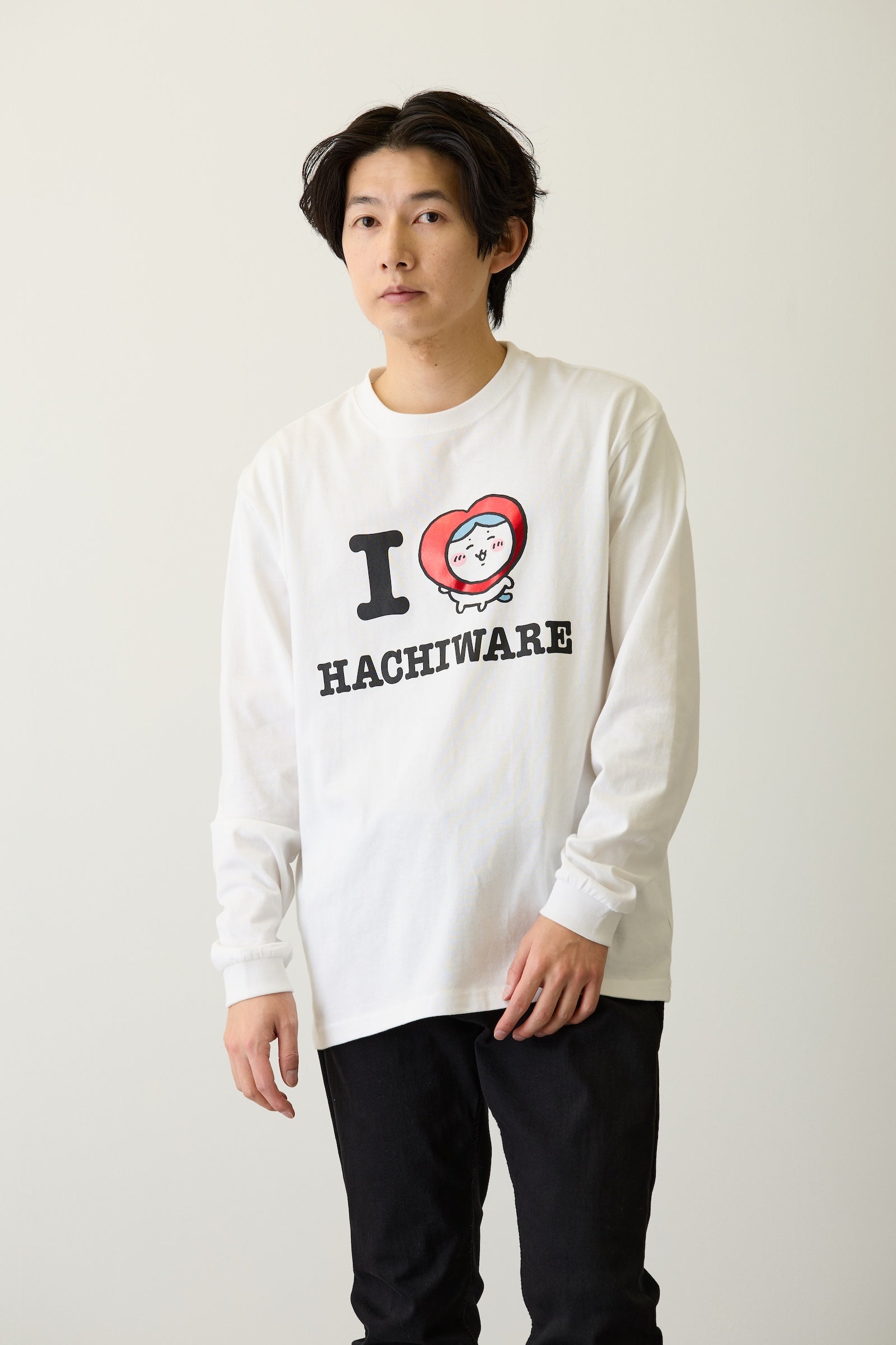 ちいかわ 長袖Ｔシャツ I LOVE HACHIWARE ホワイト