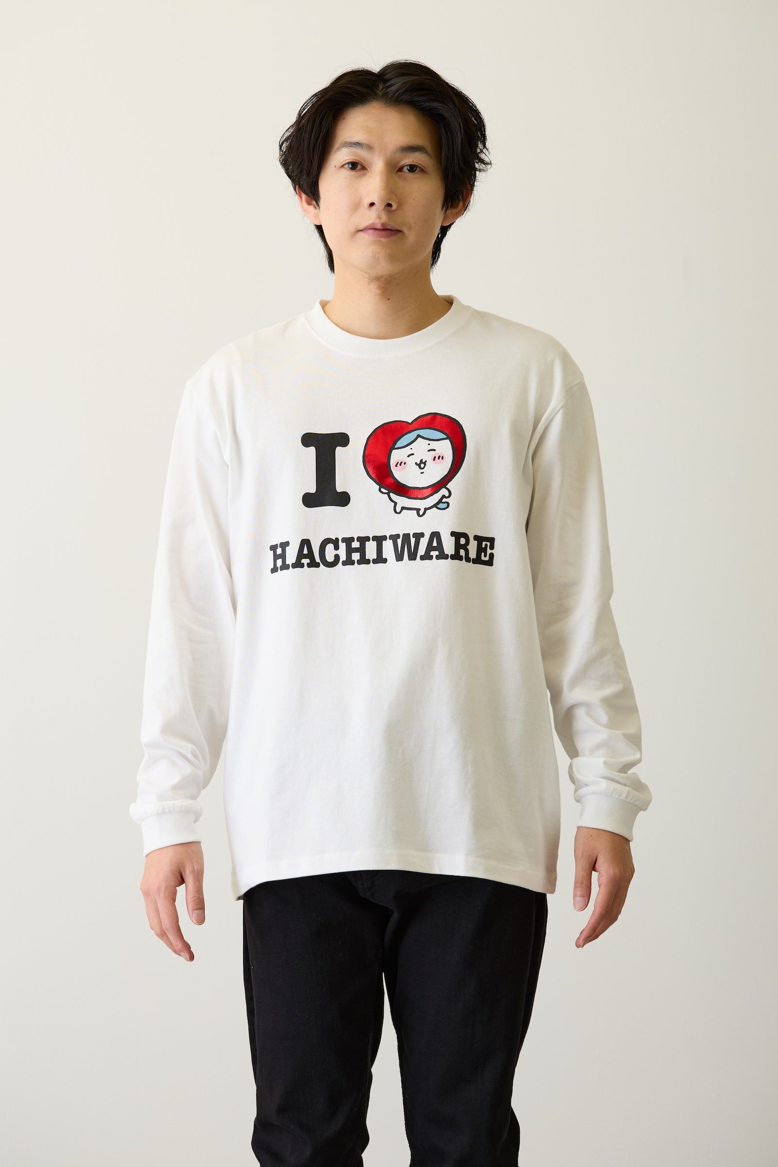 ちいかわ 長袖Ｔシャツ I LOVE HACHIWARE ホワイト