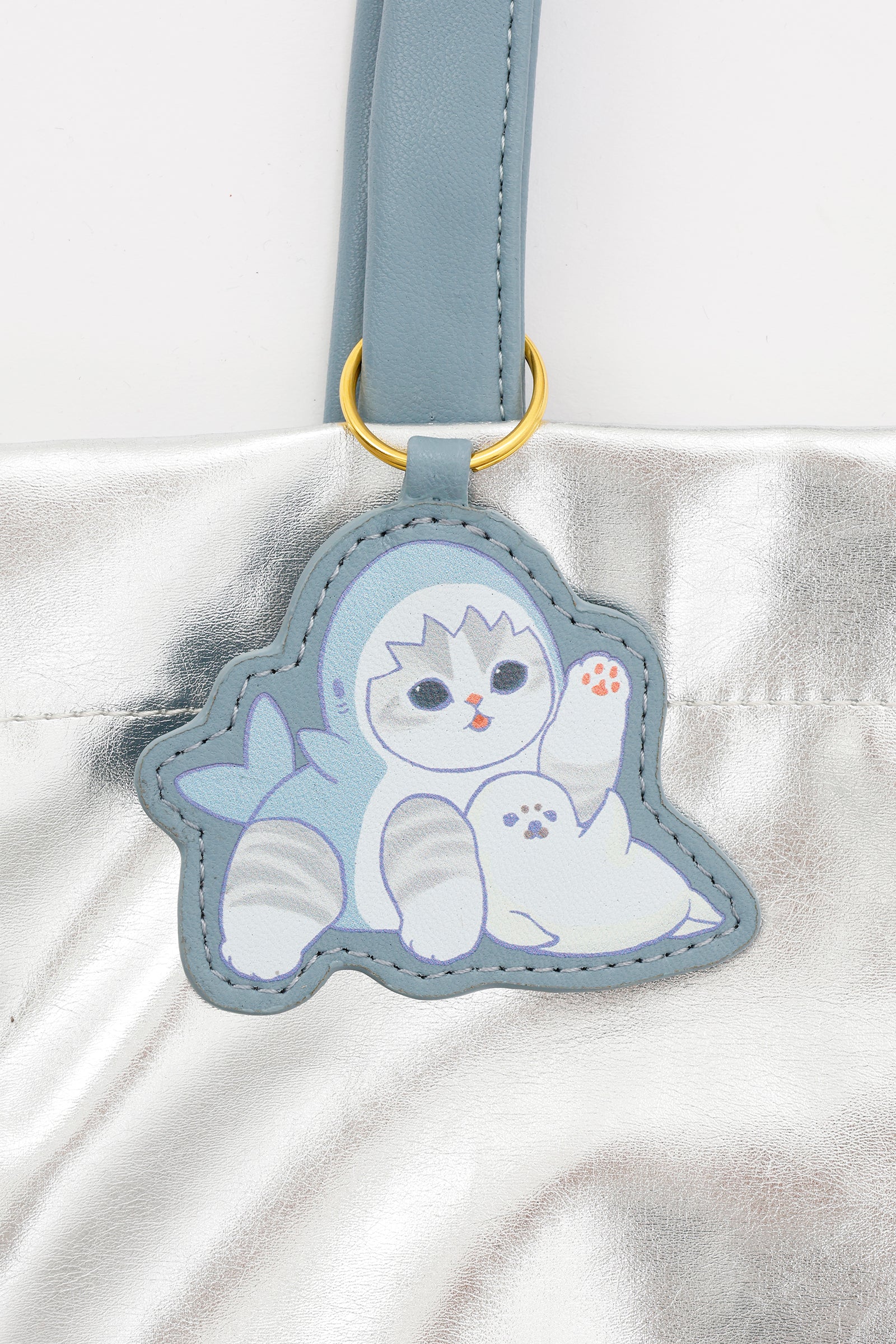 mofusand ラメトートバッグ サメにゃん シルバー