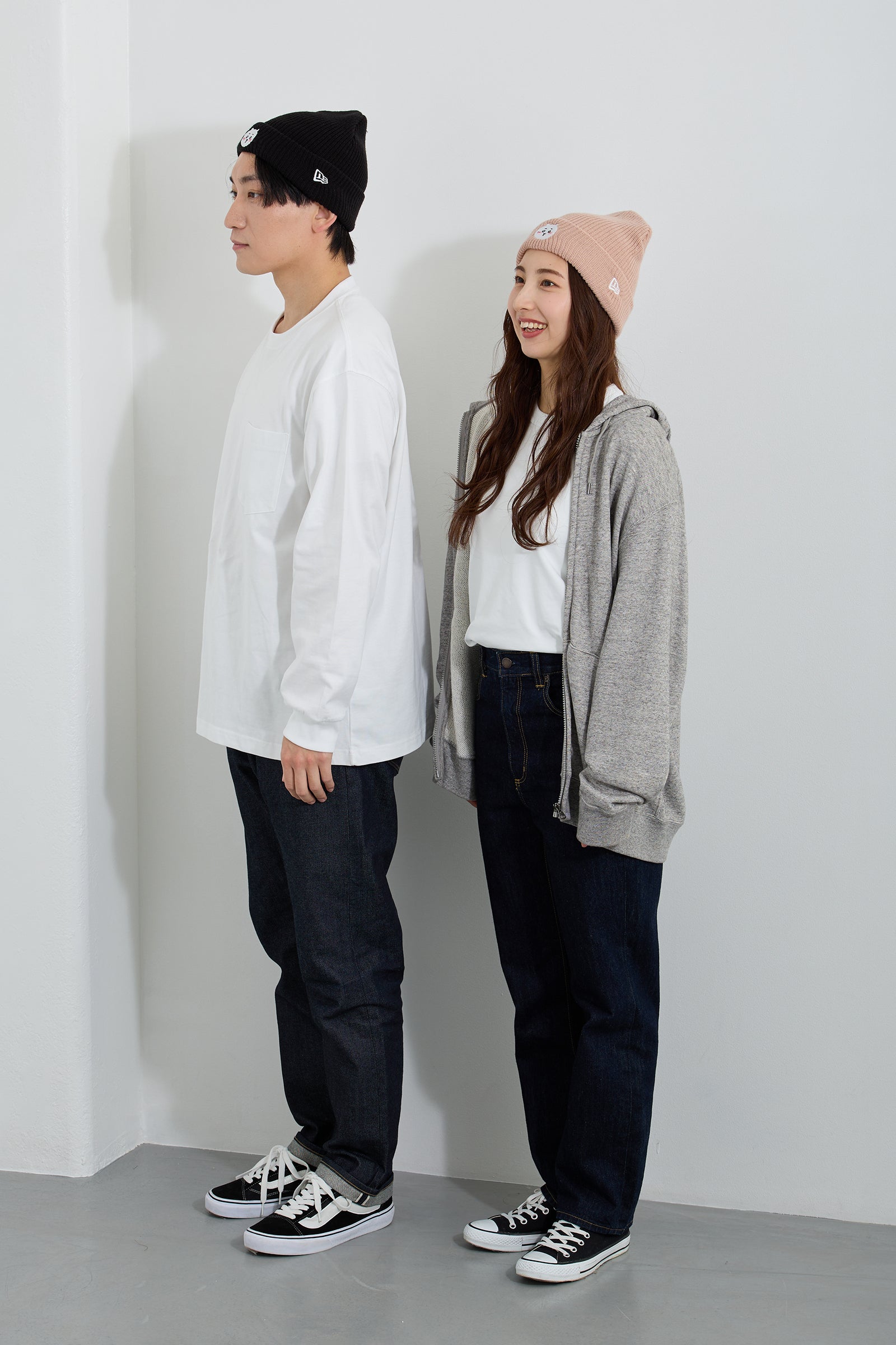 勝又イチローNEW ERAちいかわSoft Cuff Knit黒、グレー NEW ERA® SOFT CUFF KNIT ちいかわ BLACK