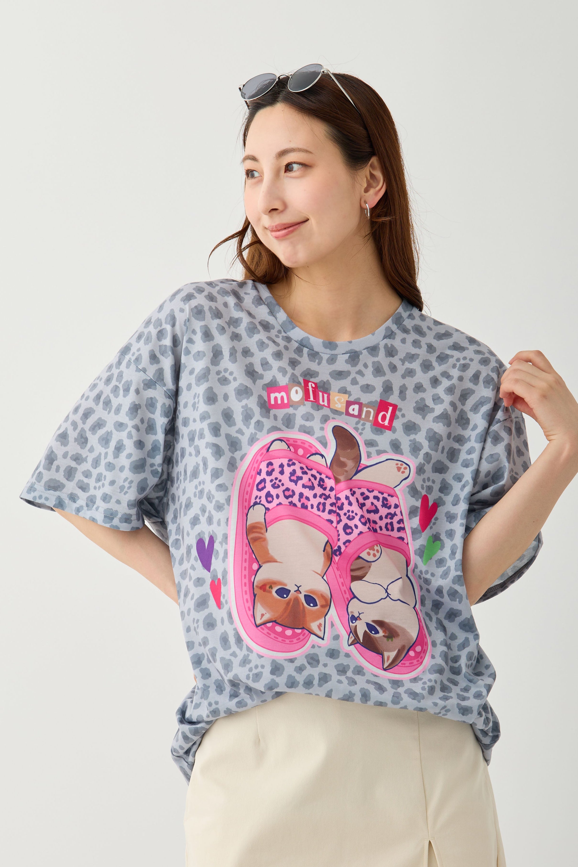mofusand Tシャツ ぎゃるにゃん スリッパ グレー