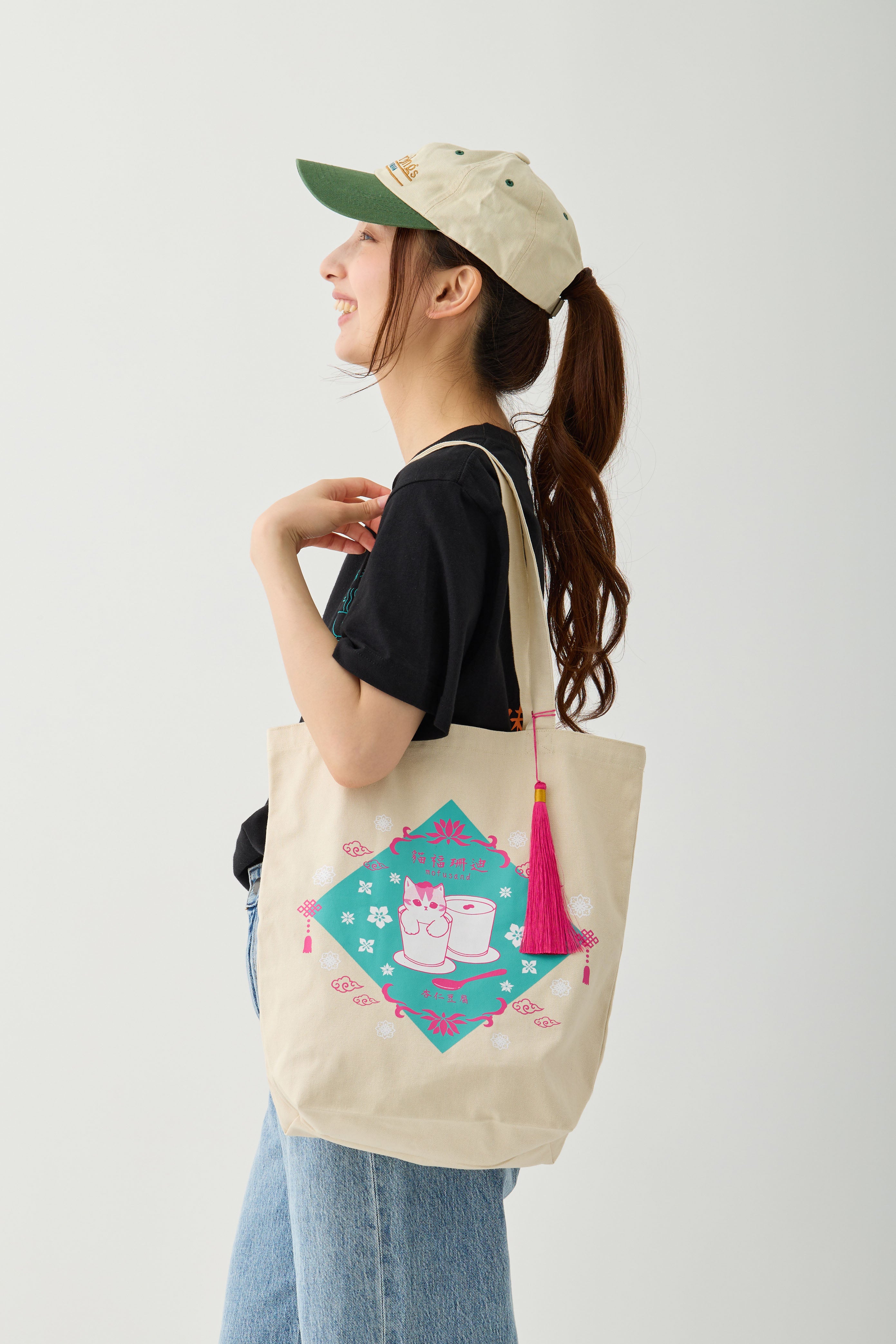 【2BUY10%OFF対象商品】mofusand トートバッグ 中華風 杏仁豆腐 ナチュラル