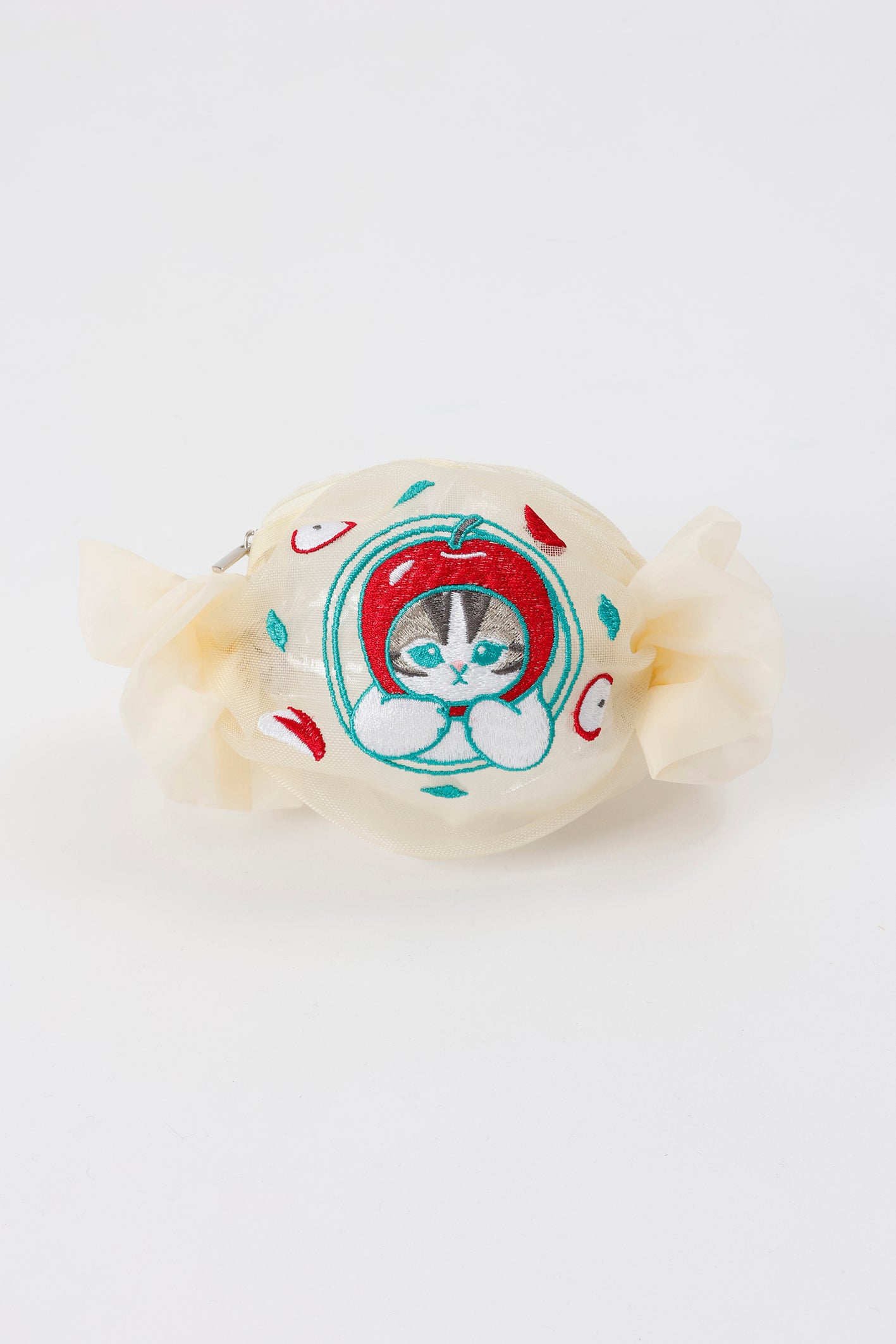 【2BUY10%OFF対象商品】mofusand キャンディポーチ リンゴ ホワイト