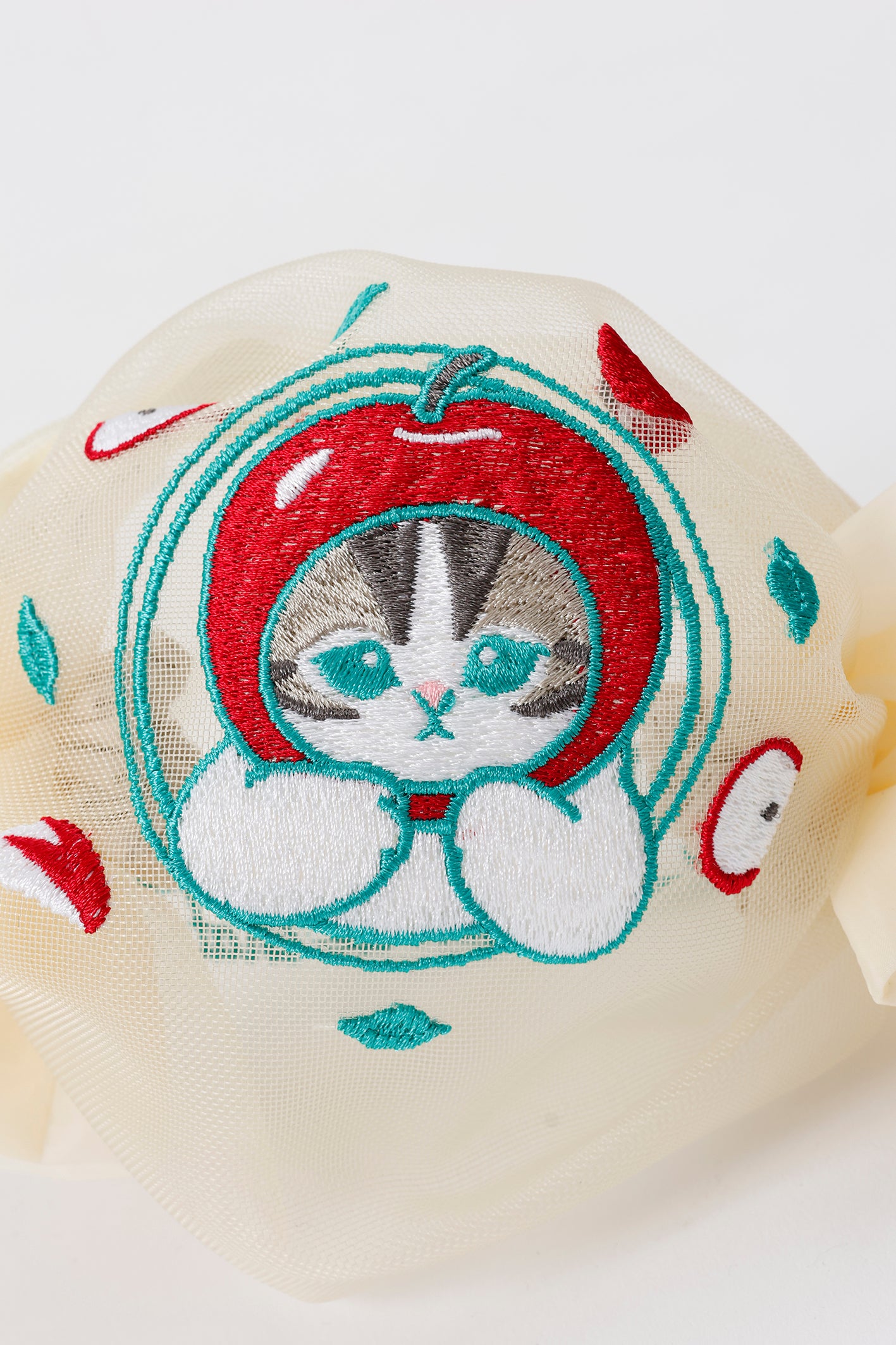 【2BUY10%OFF対象商品】mofusand キャンディポーチ リンゴ ホワイト