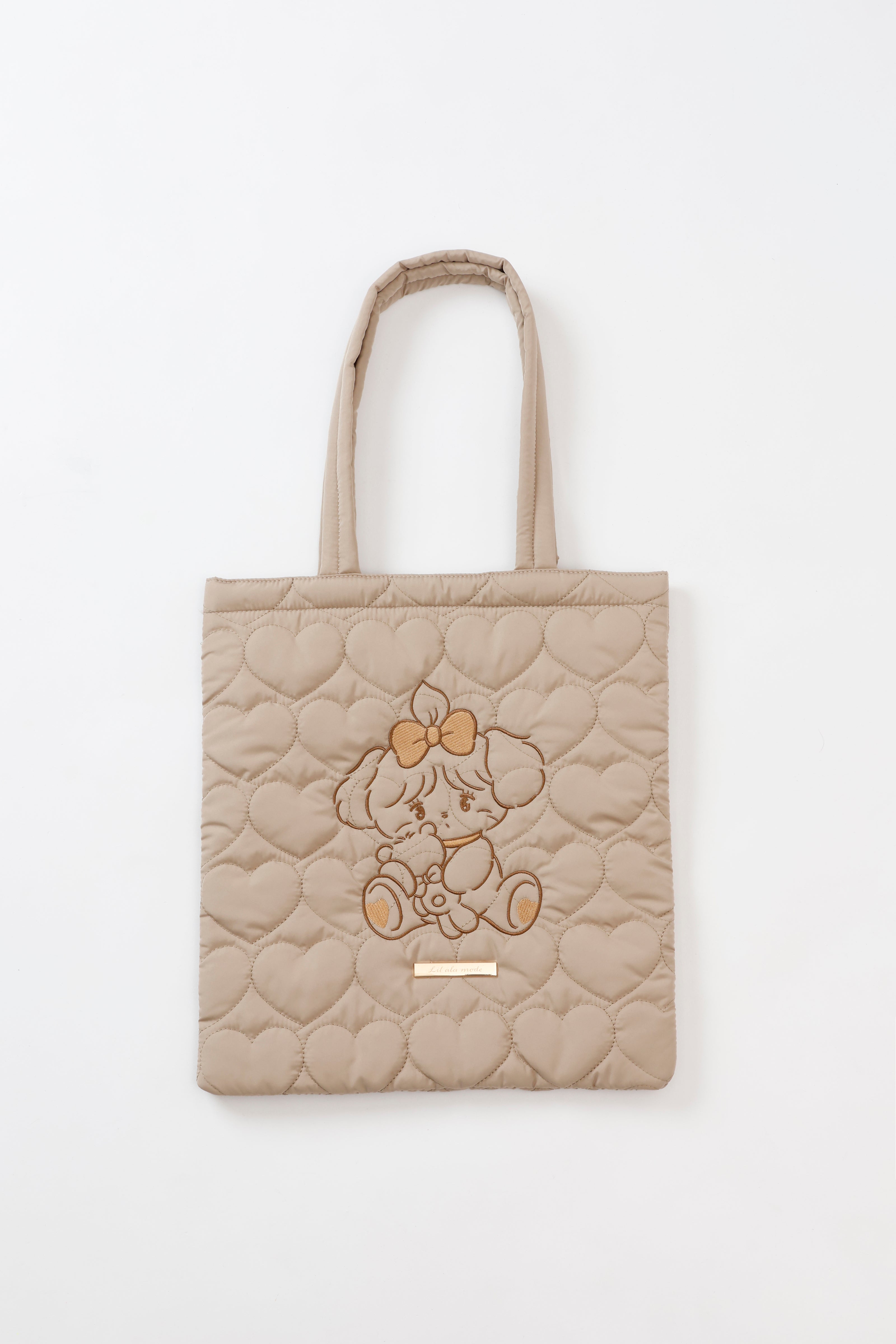 【2BUY10%OFF対象商品】Lil ala mode ハートキルティングトートバッグ スフレ ブラウン ONE