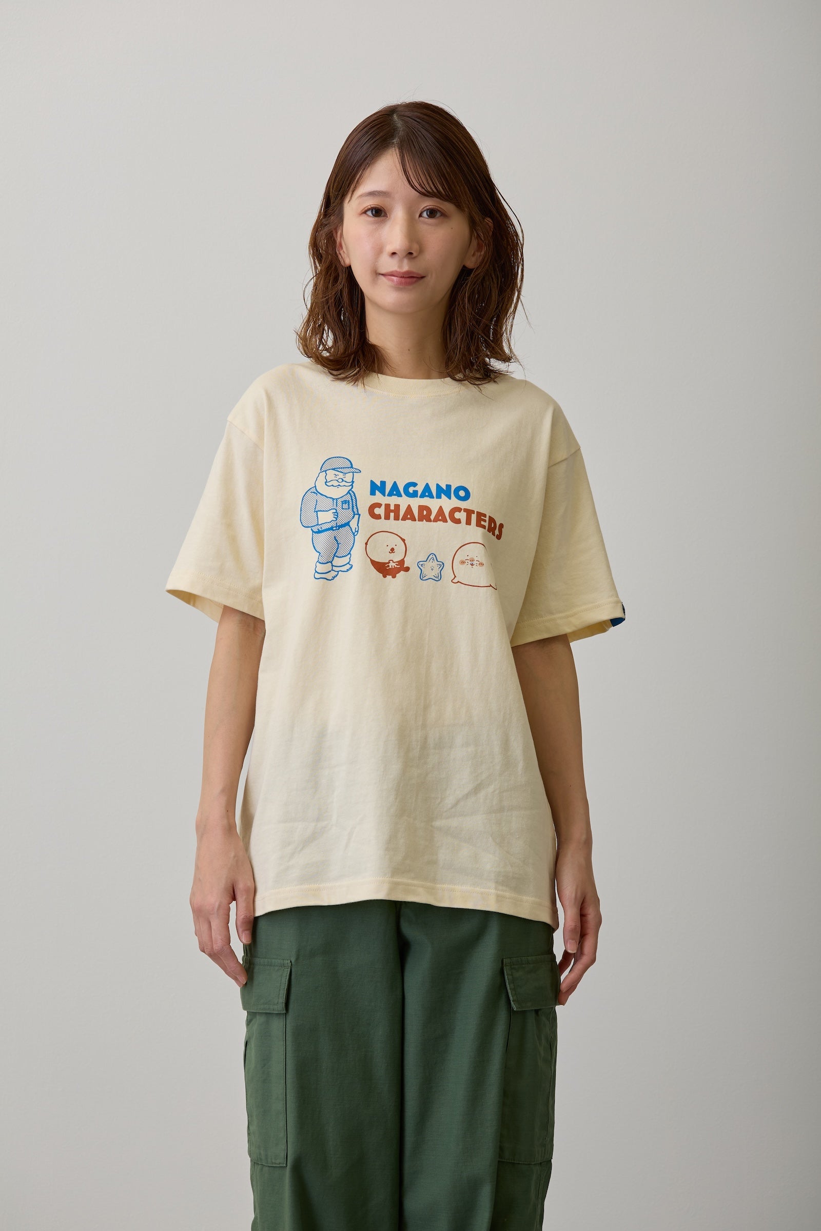 ナガノキャラクターズ Tシャツ アザラシたち クリーム