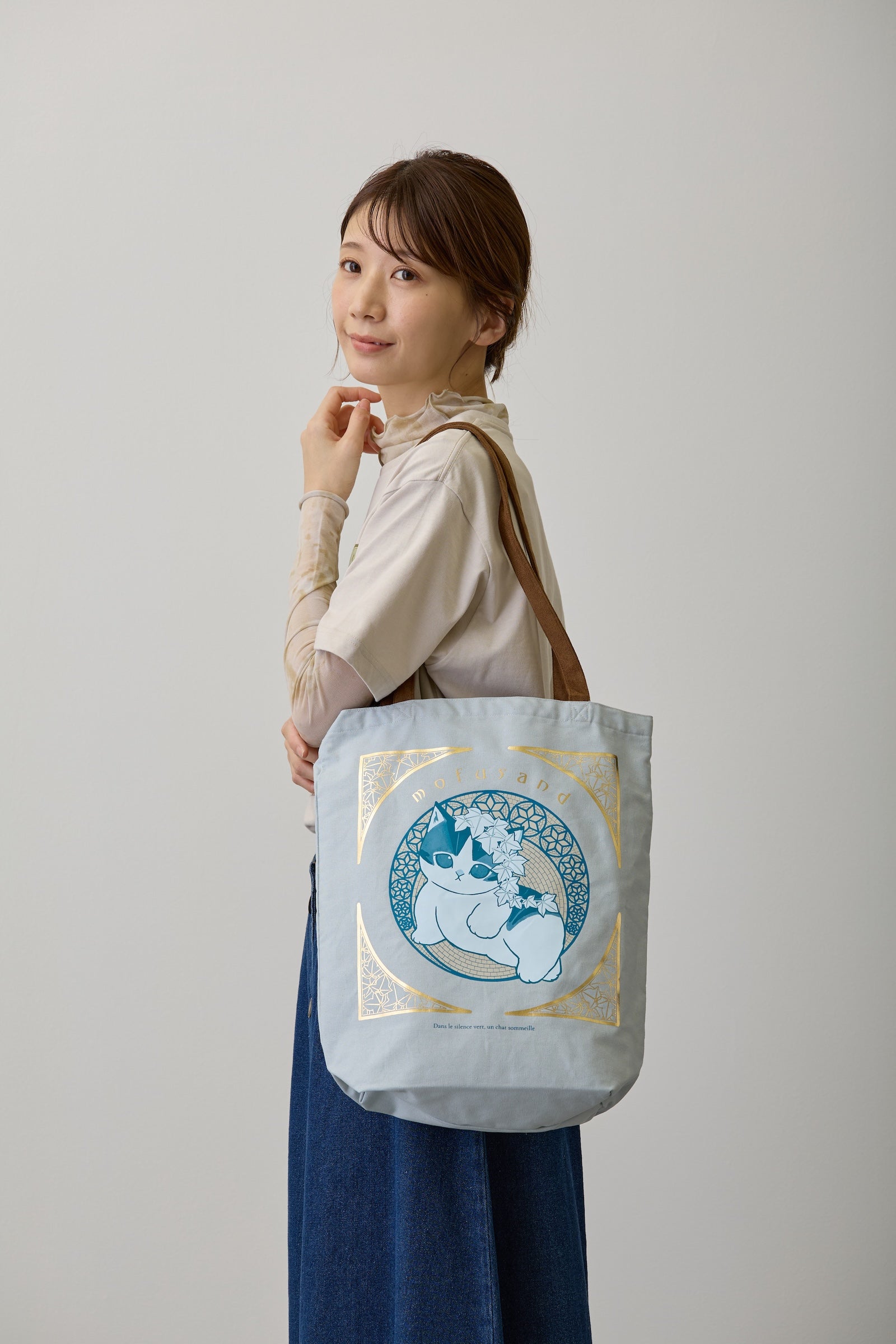 mofusand   トートバッグ アールヌーヴォー風 アイビー アッシュブルー