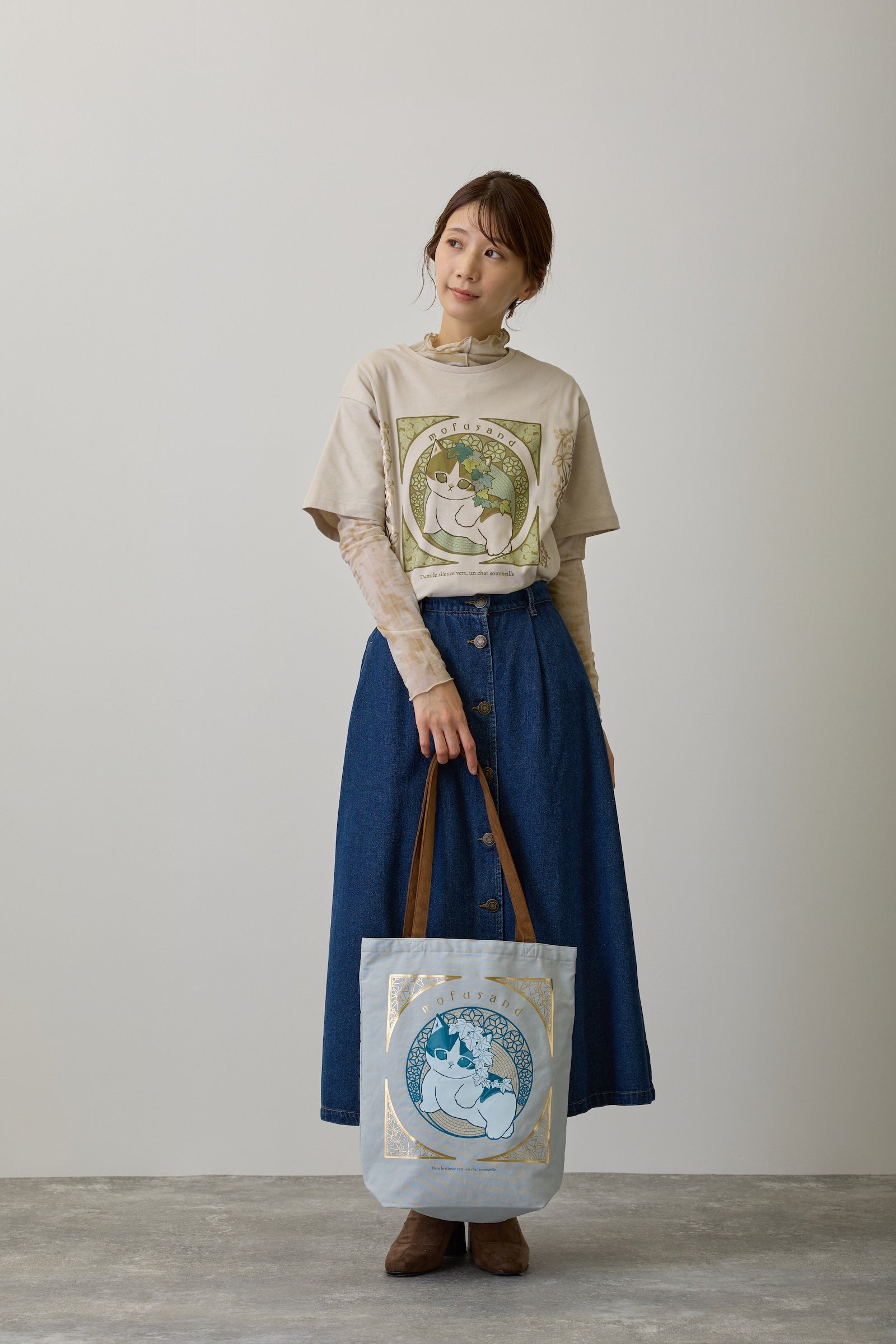 mofusand   トートバッグ アールヌーヴォー風 アイビー アッシュブルー