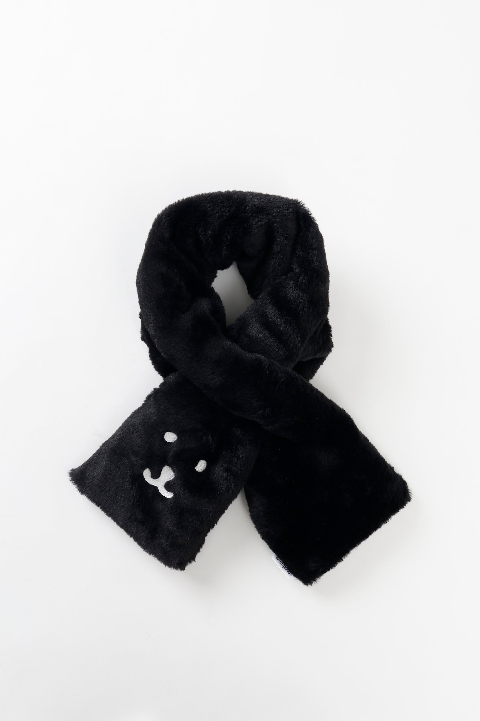 【2BUY10%OFF対象商品】ナガノキャラクターズ ファーマフラー くまフェイス ブラック ONE