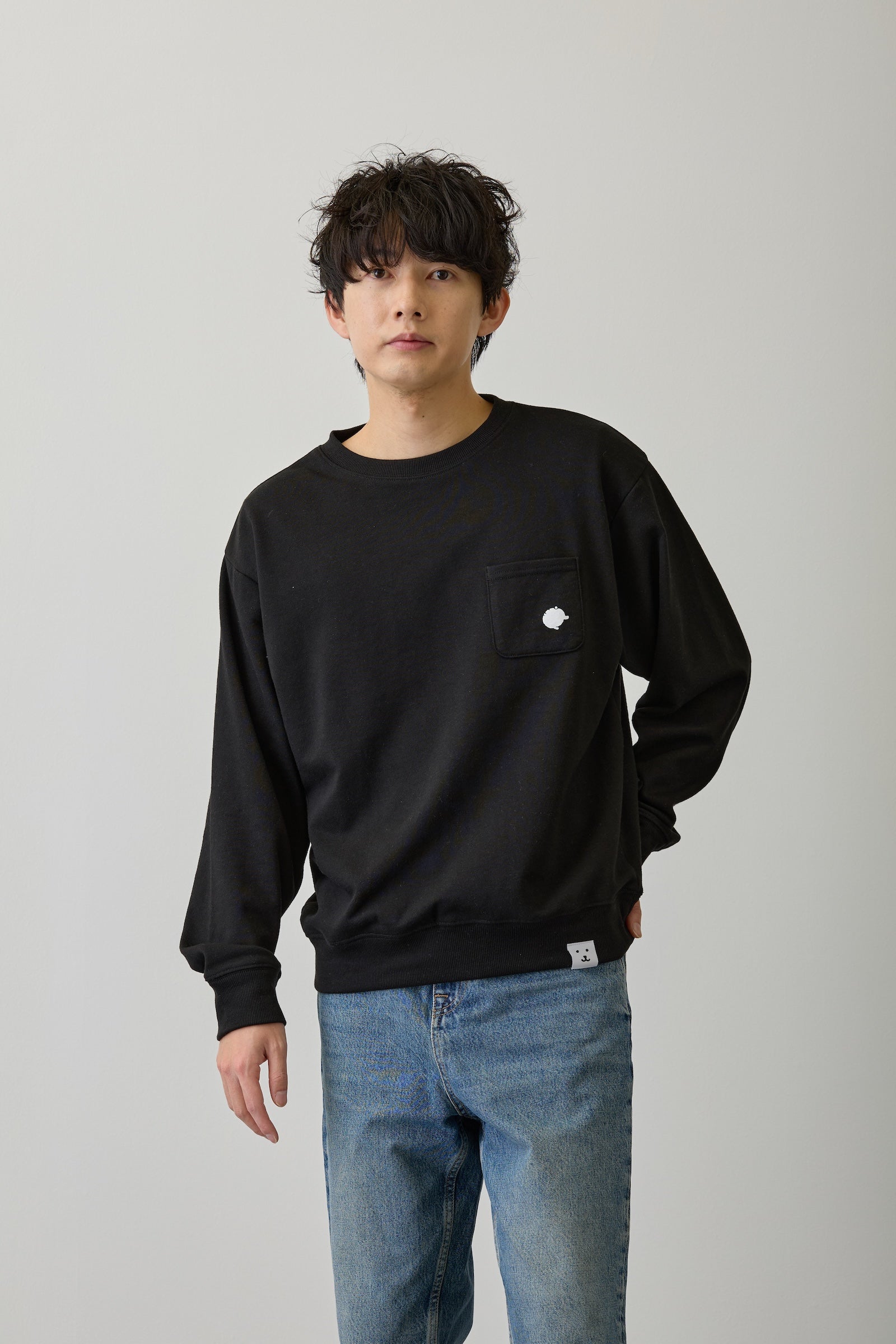 ナガノキャラクターズ スウェット 吸い込まれるくま ブラック