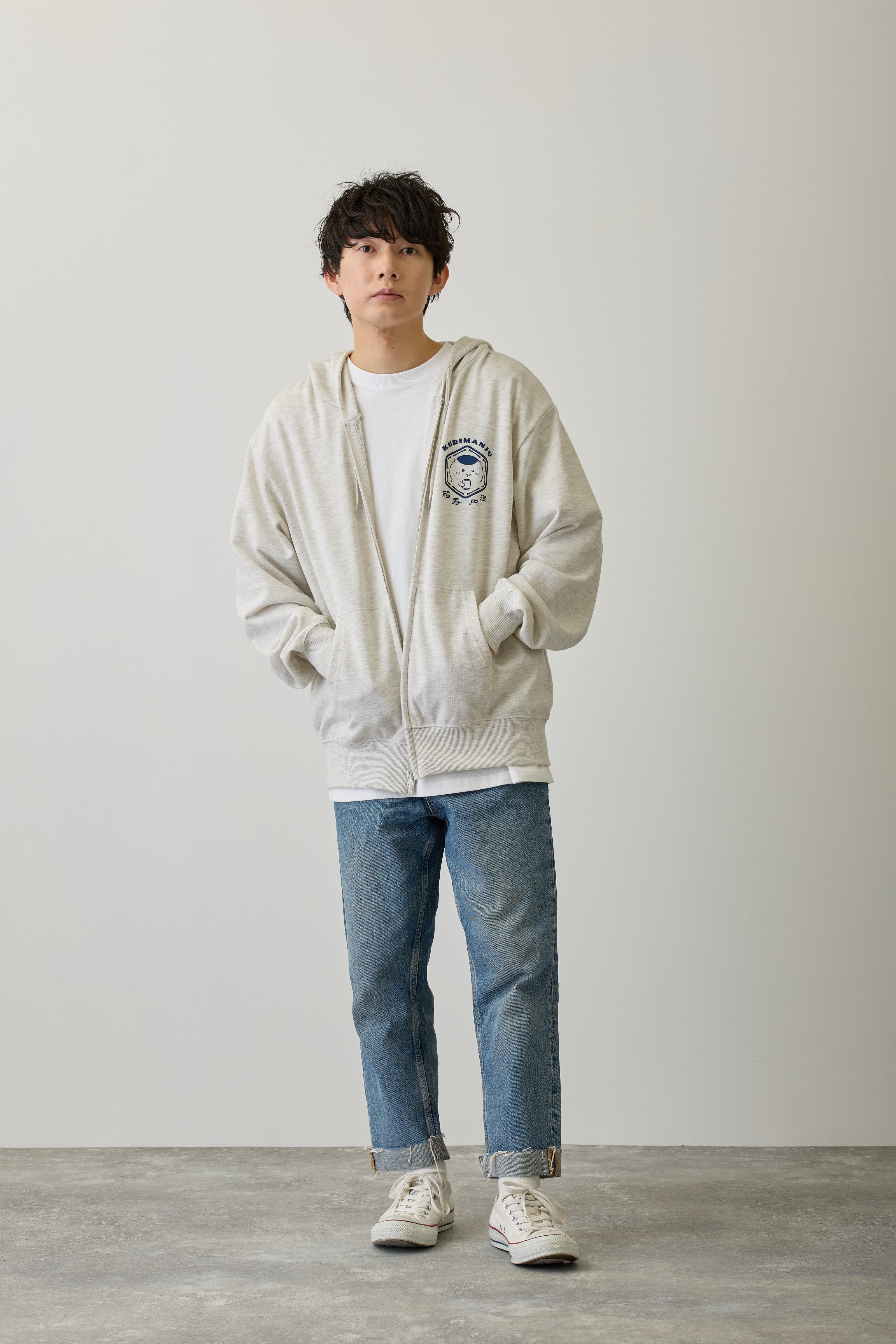 ちいかわ ZIPパーカー 福寿円満 アッシュ