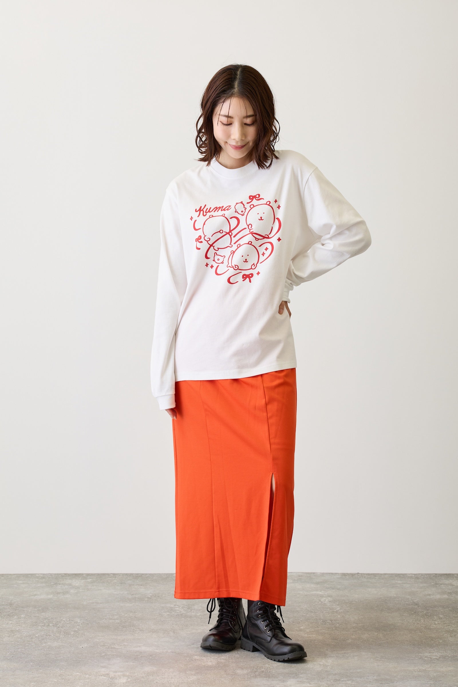 ナガノキャラクターズ 長袖Ｔシャツ リボン ホワイト