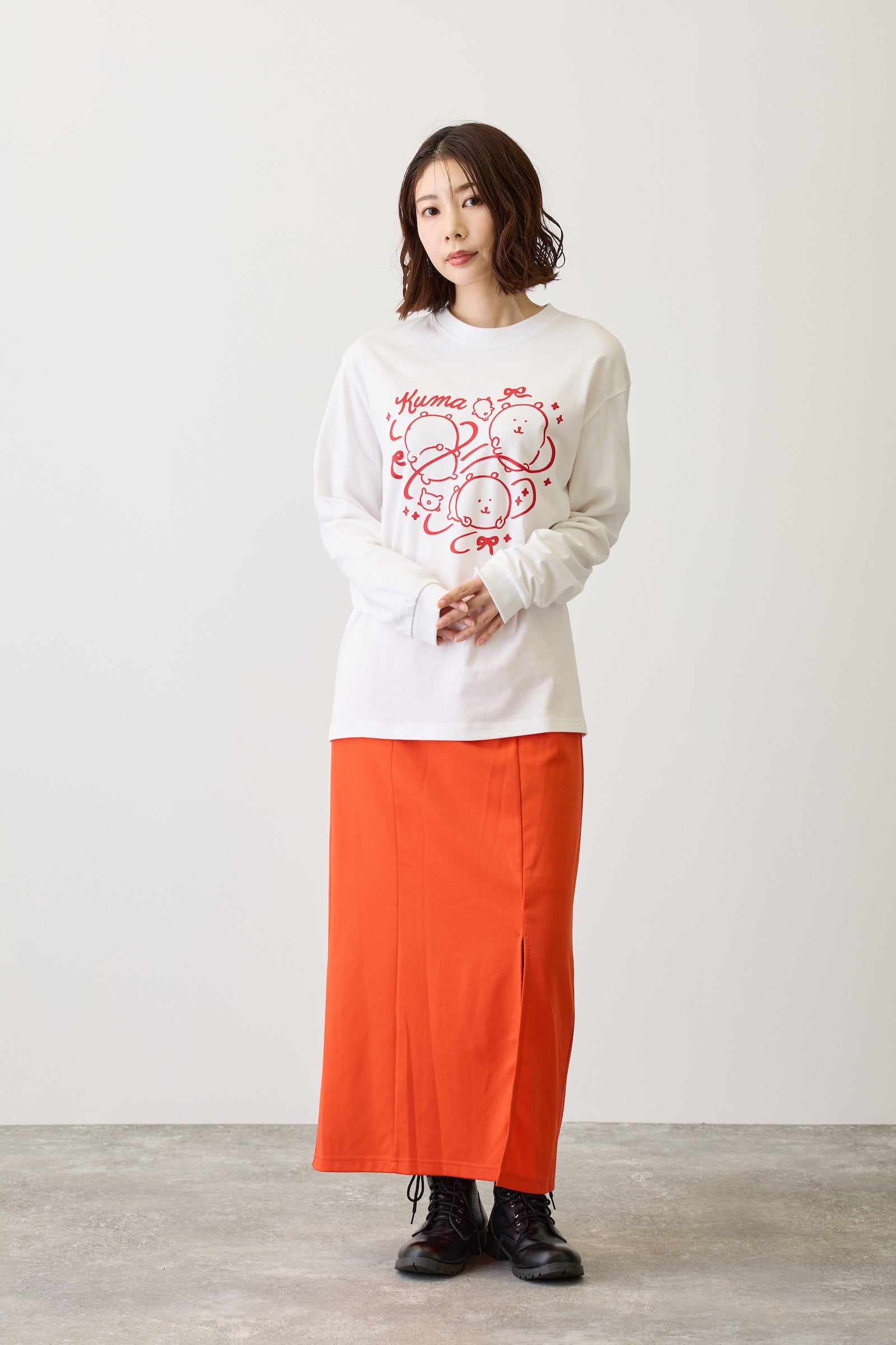 ナガノキャラクターズ 長袖Ｔシャツ リボン ホワイト