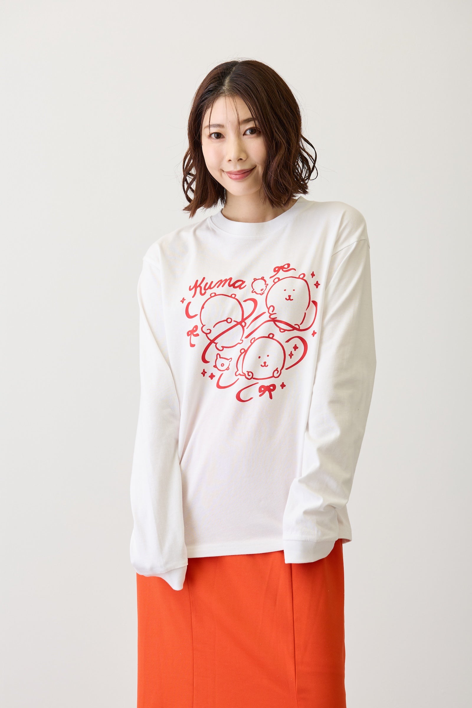 ナガノキャラクターズ 長袖Ｔシャツ リボン ホワイト