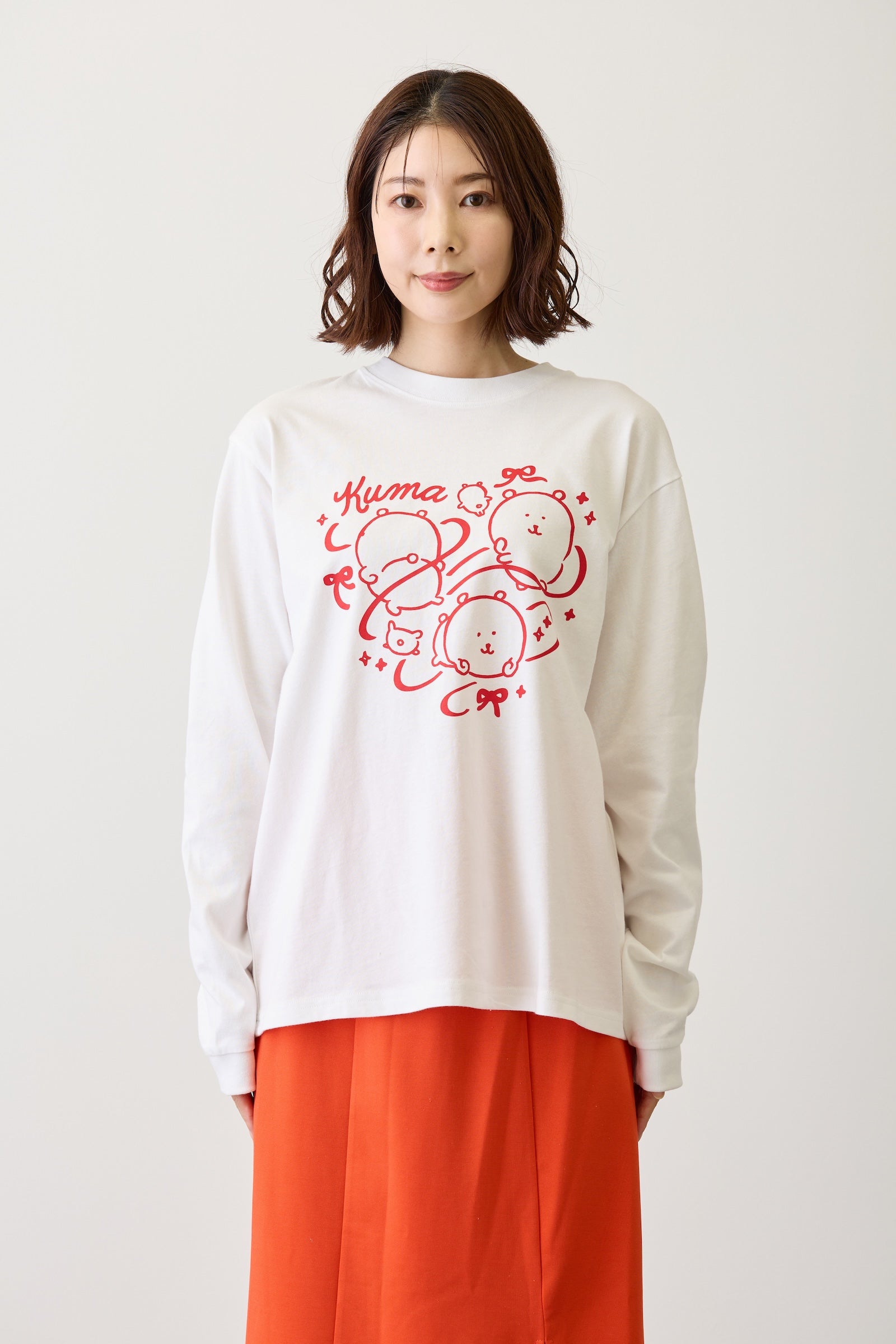 ナガノキャラクターズ 長袖Ｔシャツ リボン ホワイト