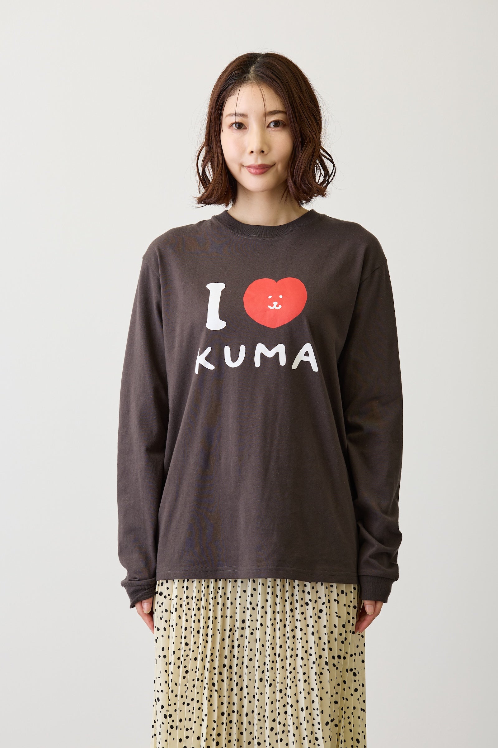 ナガノキャラクターズ 長袖Ｔシャツ I LOVE KUMA スミ